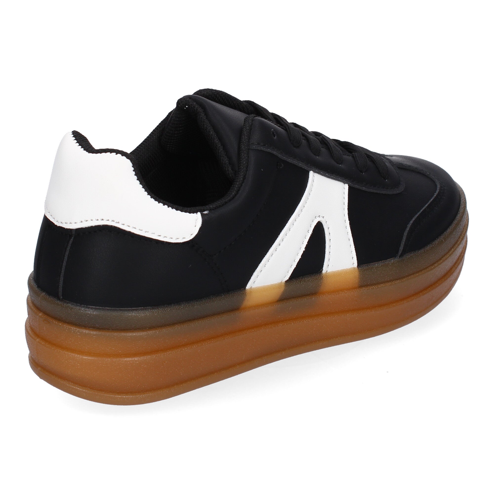 Zapatillas Deportivas Planas Negras y Blancas de Mujer