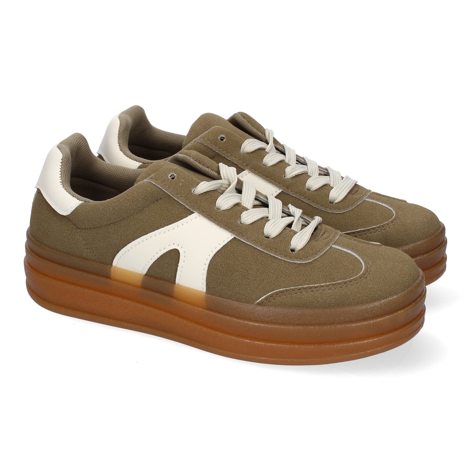 Zapatillas Deportivas Planas Verdes y Blancas  de Mujer