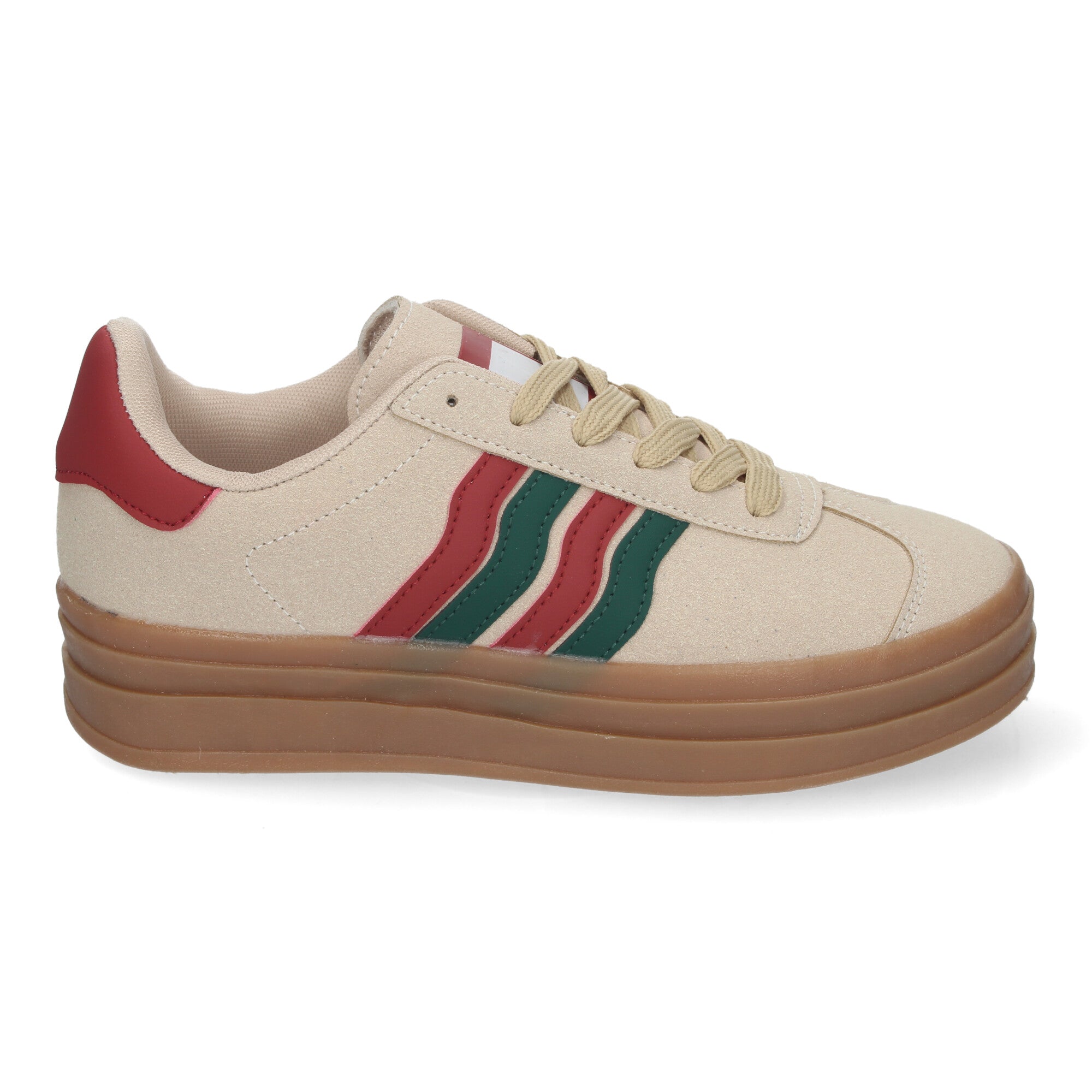 Zapatillas Casual Elegante Beige con Rayas Para Mujer