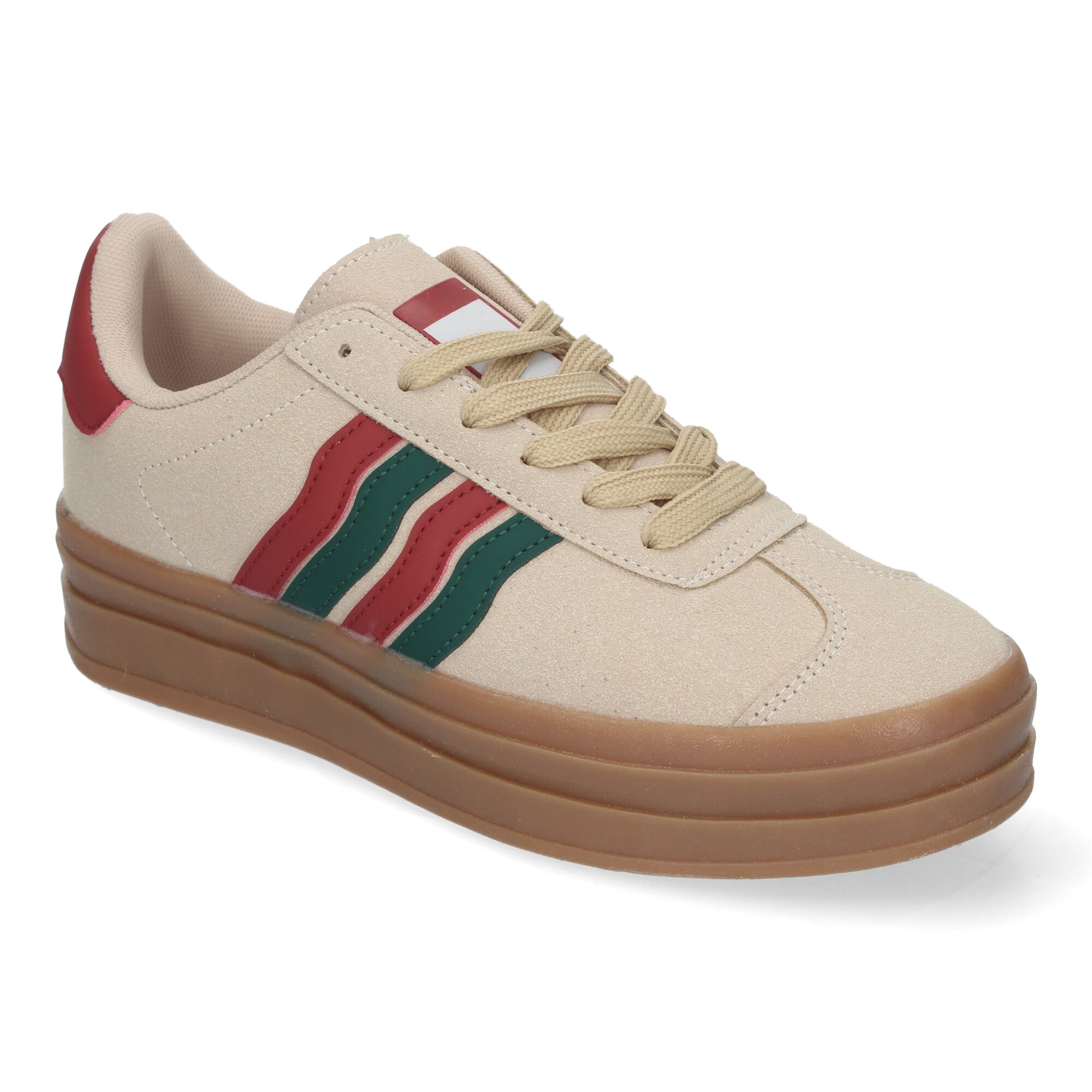 Zapatillas Casual Elegante Beige con Rayas Para Mujer