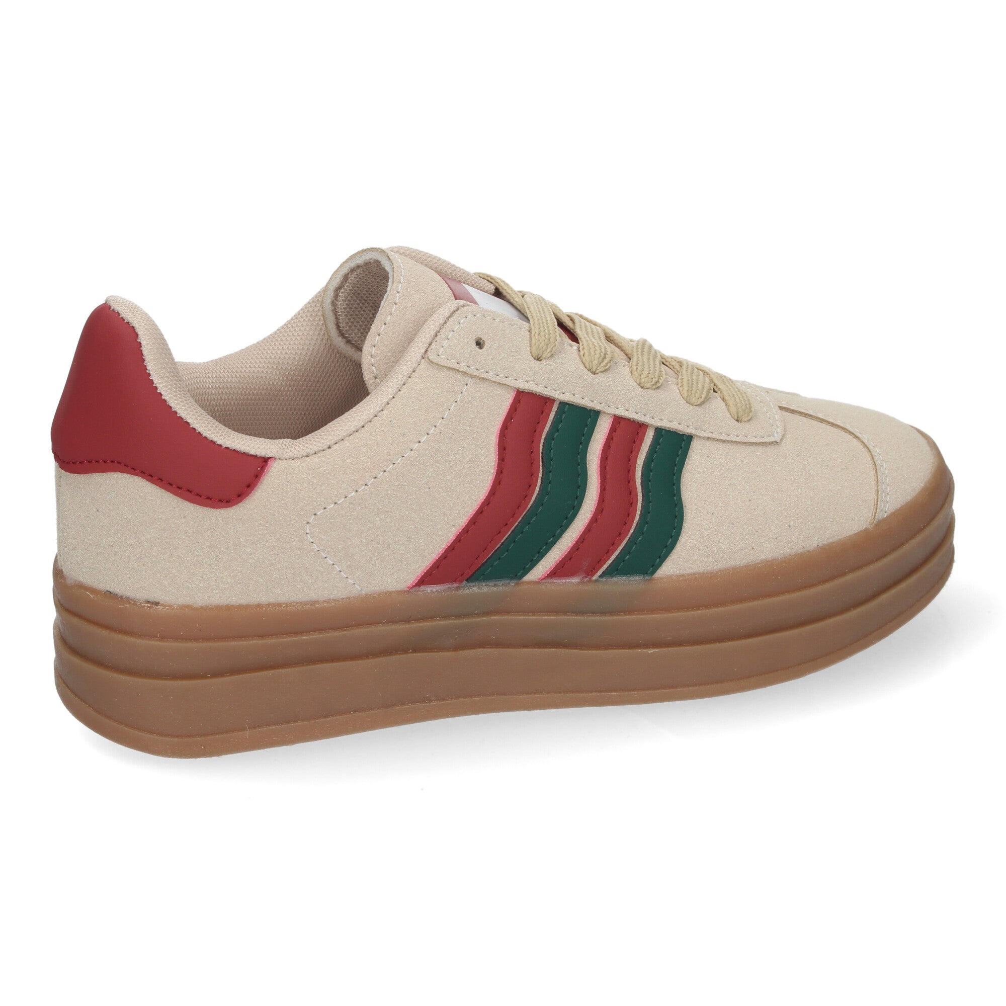 Zapatillas Casual Elegante Beige con Rayas Para Mujer