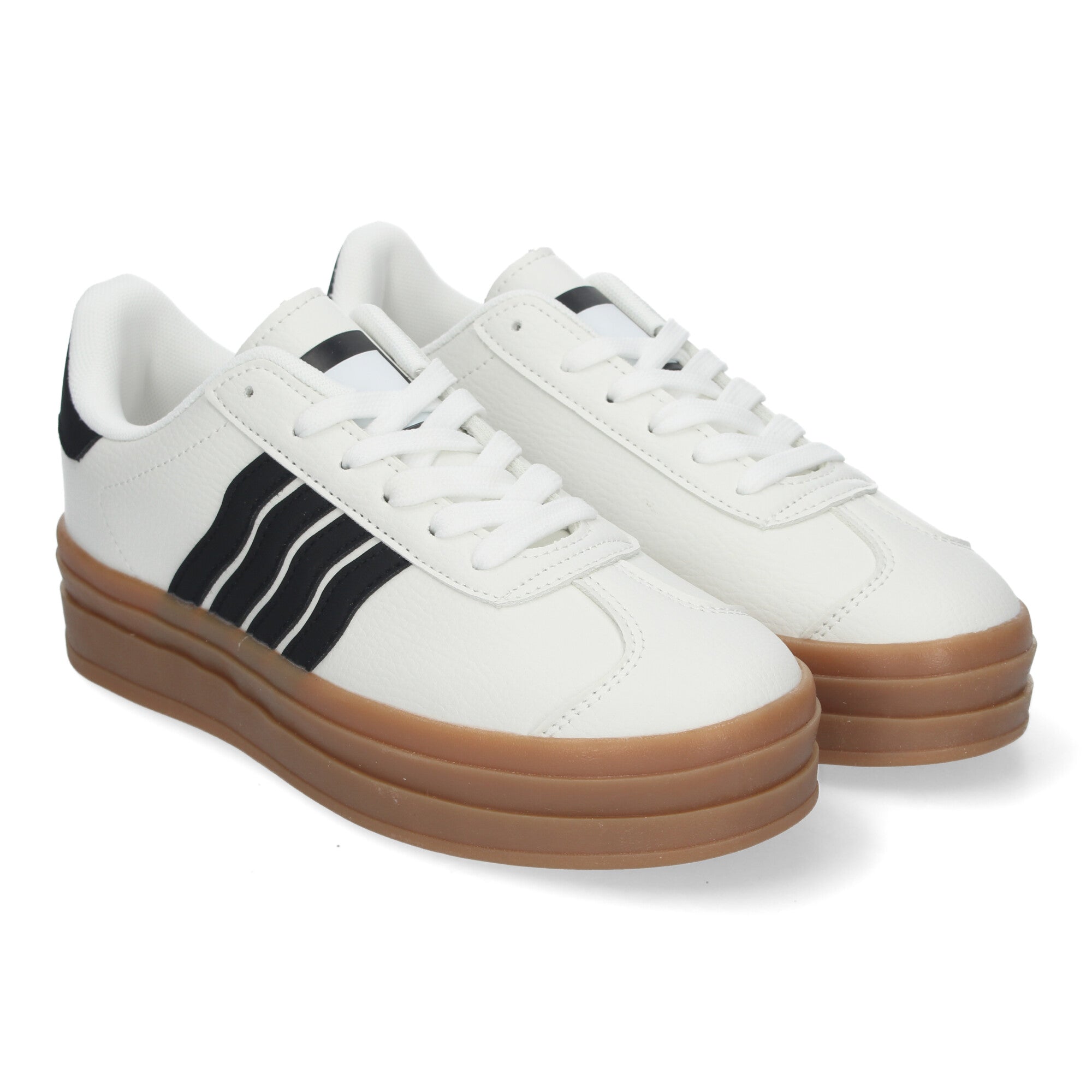 Zapatillas Casual Elegante Blancas con Rayas Para Mujer