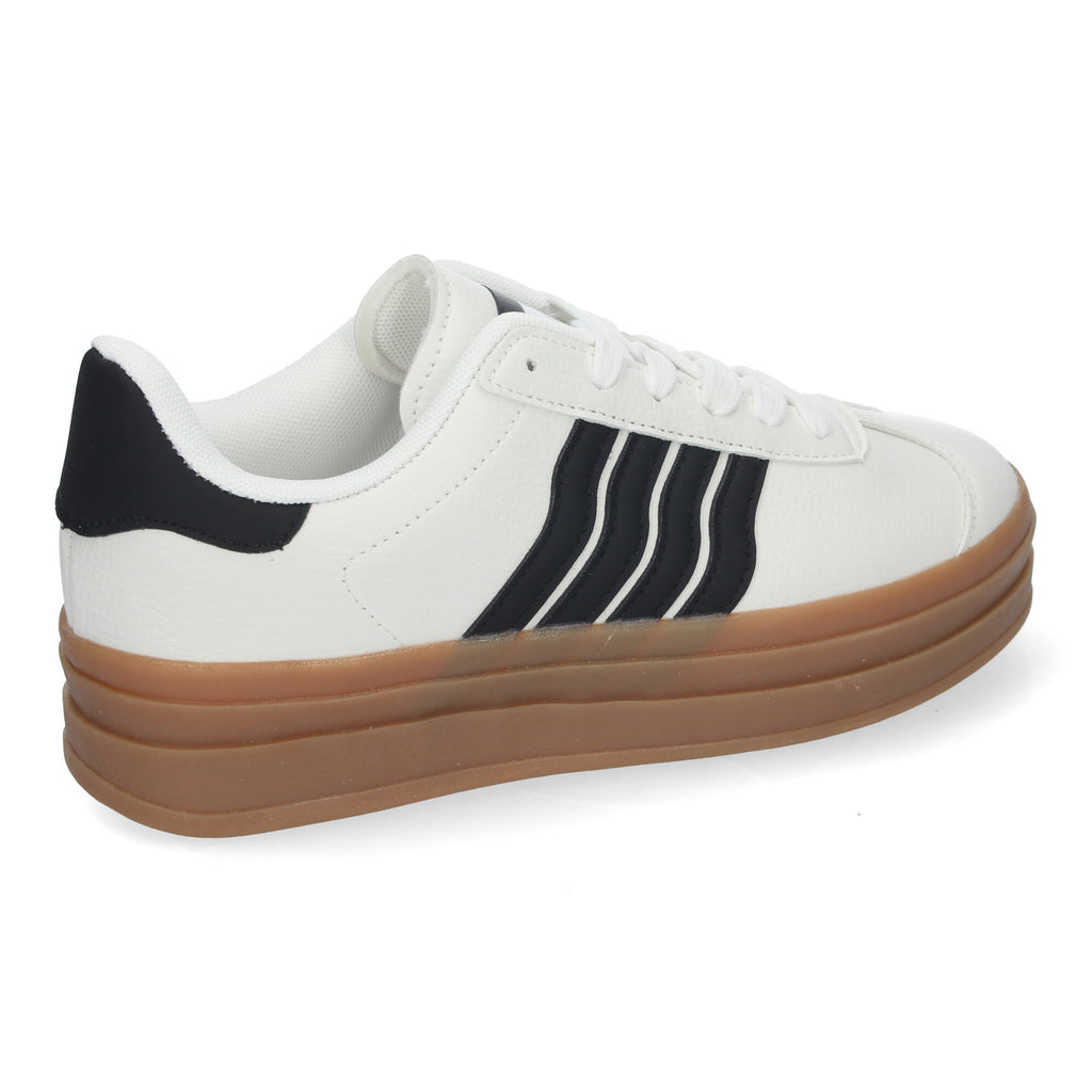 Zapatillas Casual Elegante Blancas con Rayas Para Mujer