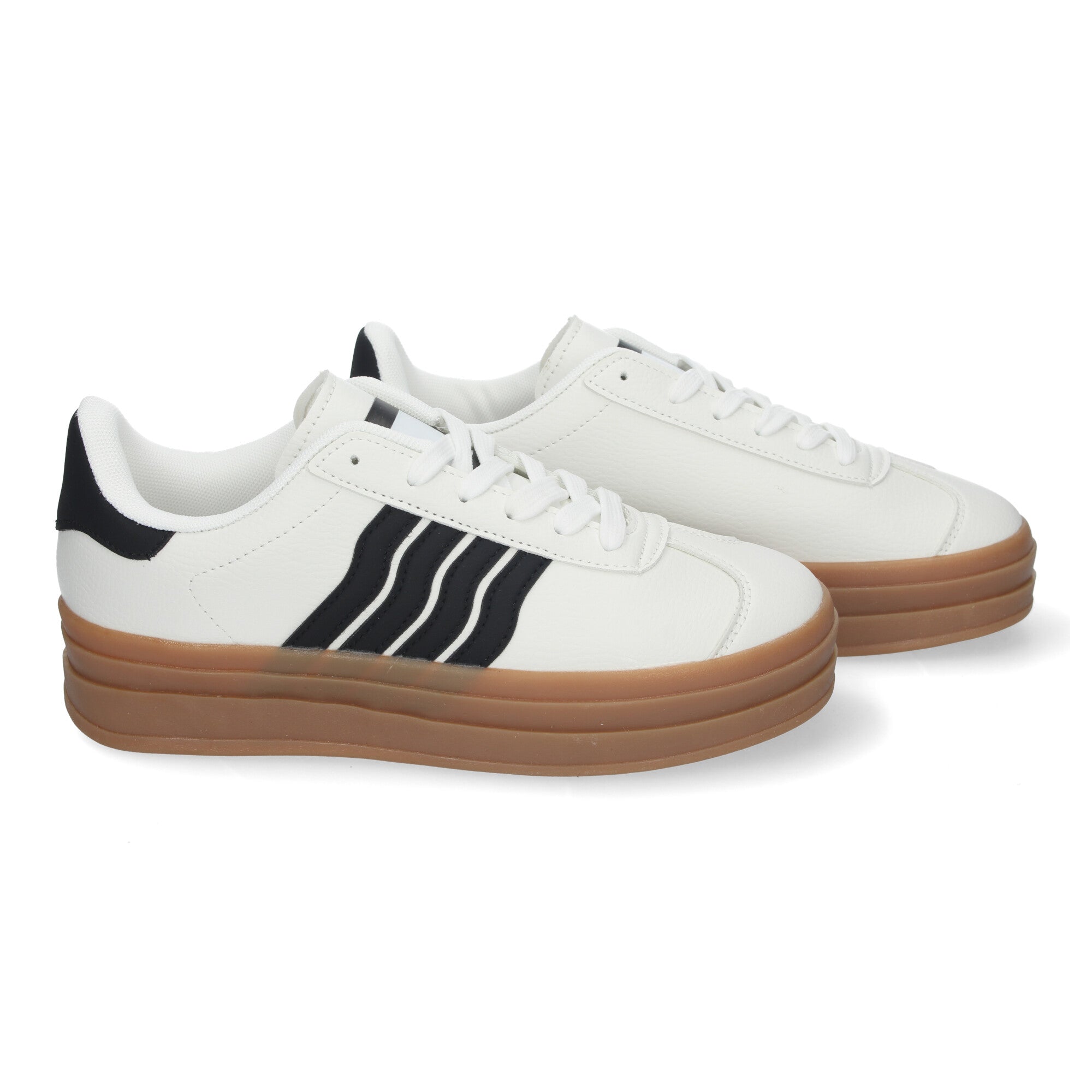 Zapatillas Casual Elegante Blancas con Rayas Para Mujer