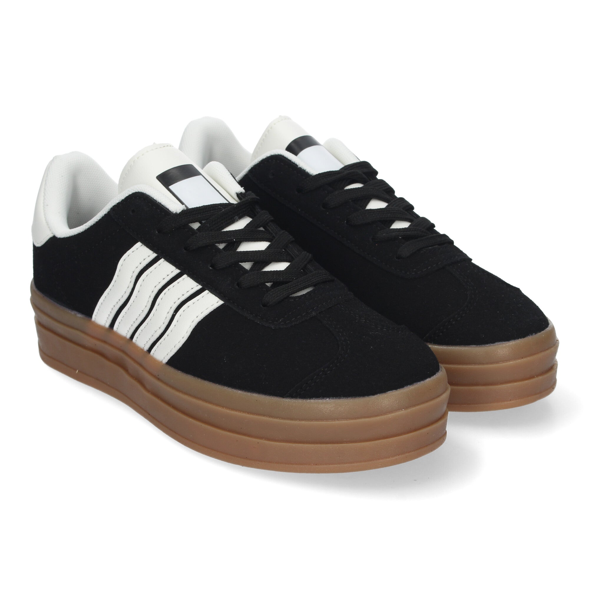 Zapatillas Casual Elegante Negras con Rayas Para Mujer