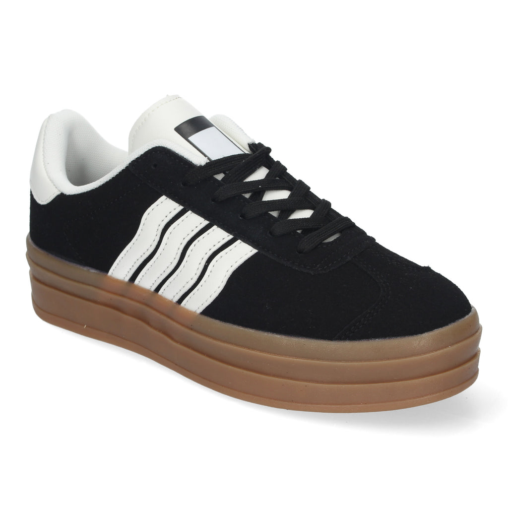 Zapatillas Casual Elegante Negras con Rayas Para Mujer