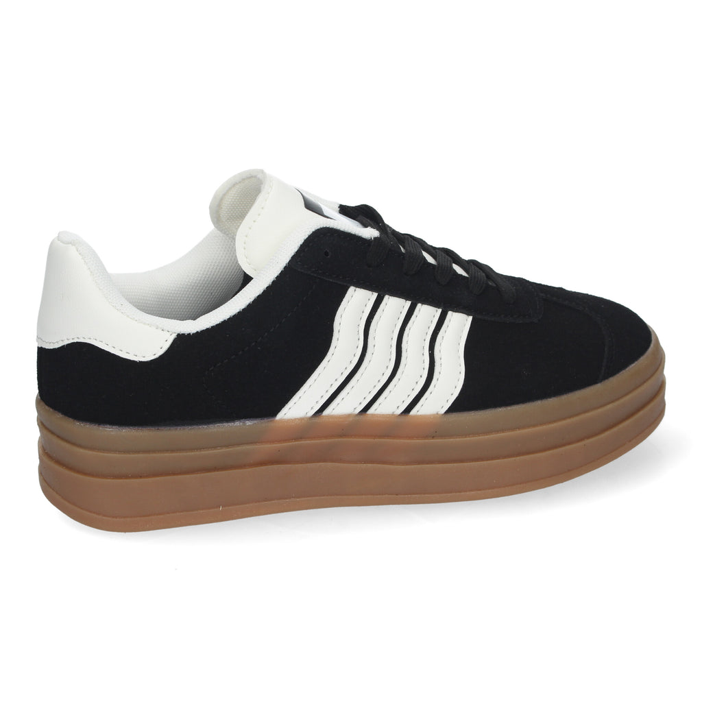 Zapatillas Casual Elegante Negras con Rayas Para Mujer