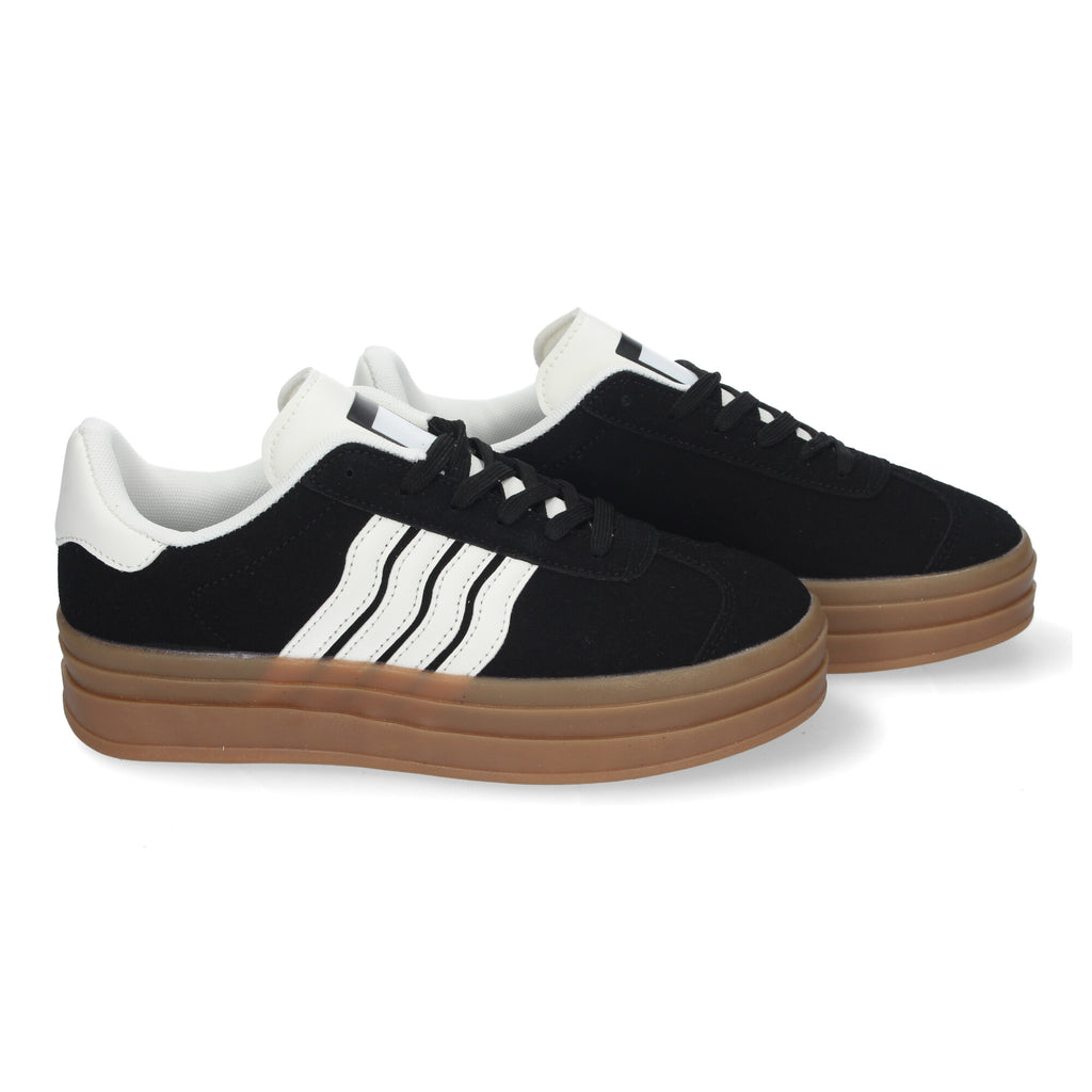 Zapatillas Casual Elegante Negras con Rayas Para Mujer