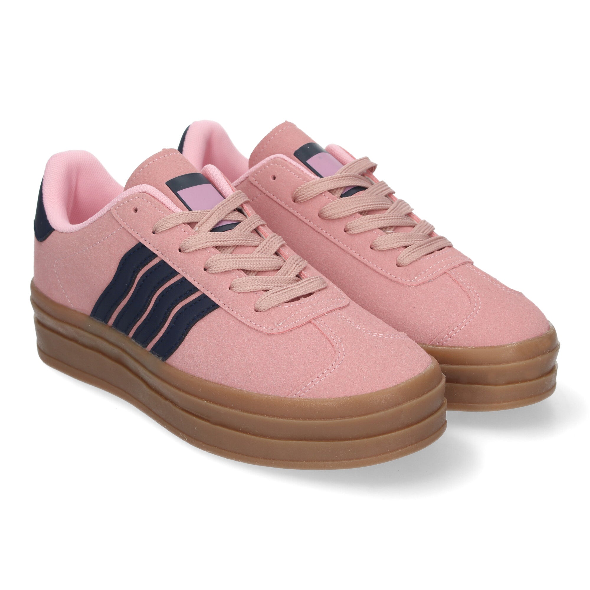 Zapatillas Casual Elegante Rosa con Rayas Para Mujer