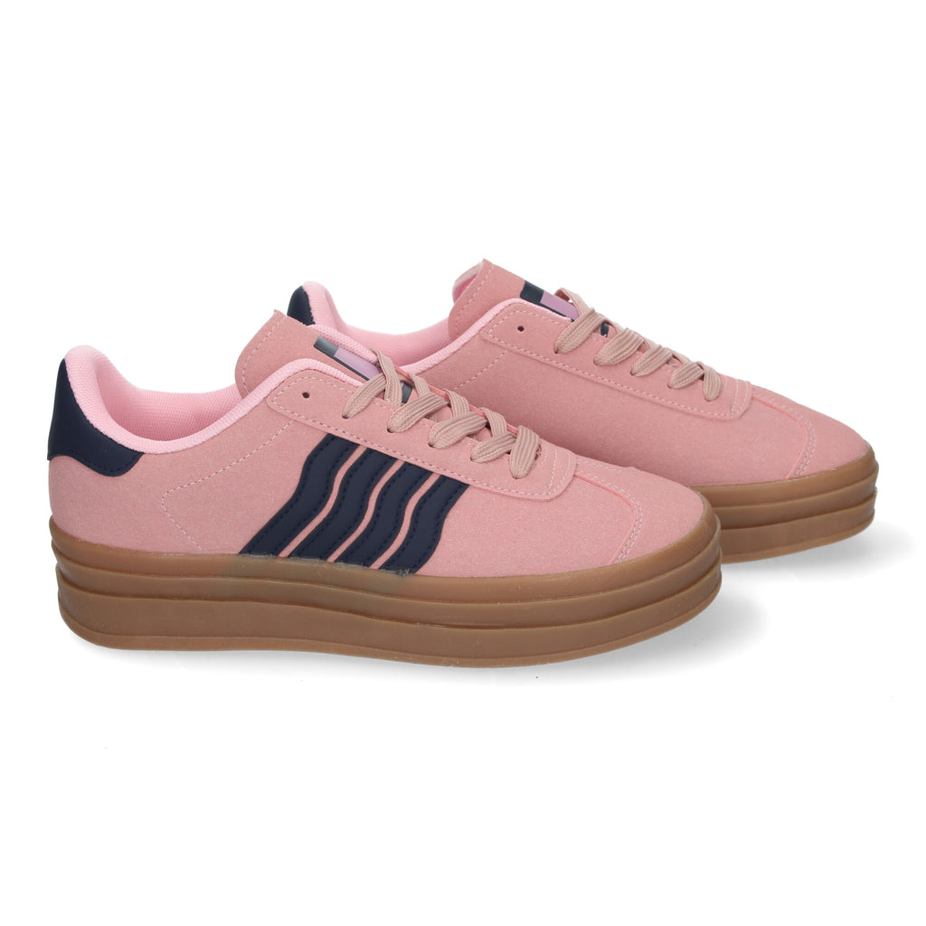 Zapatillas Casual Elegante Rosa con Rayas Para Mujer