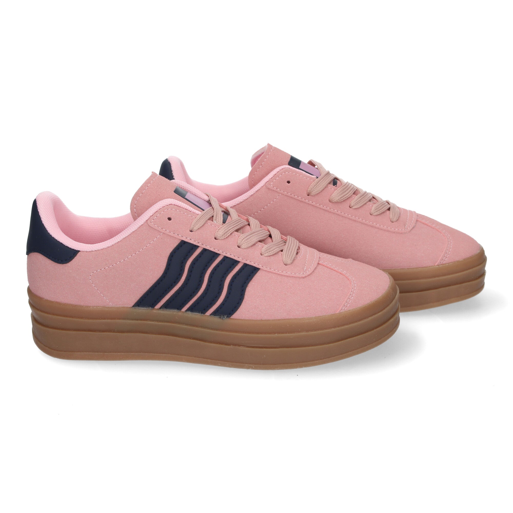 Zapatillas Casual Elegante Rosa con Rayas Para Mujer