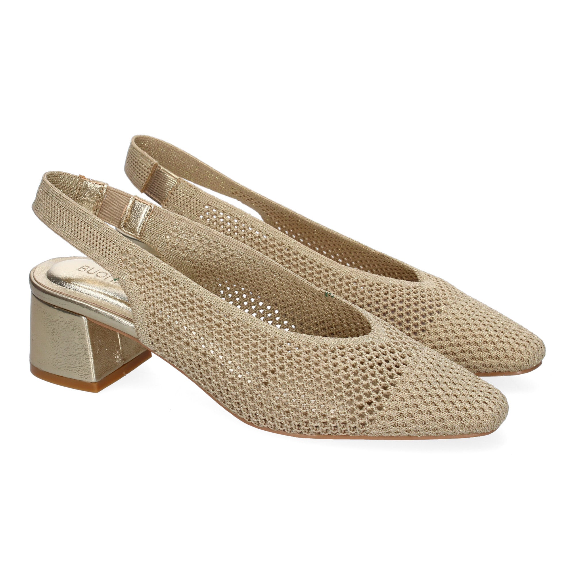 Zapato Dorado de Salón con Tacón Fino Para Mujer