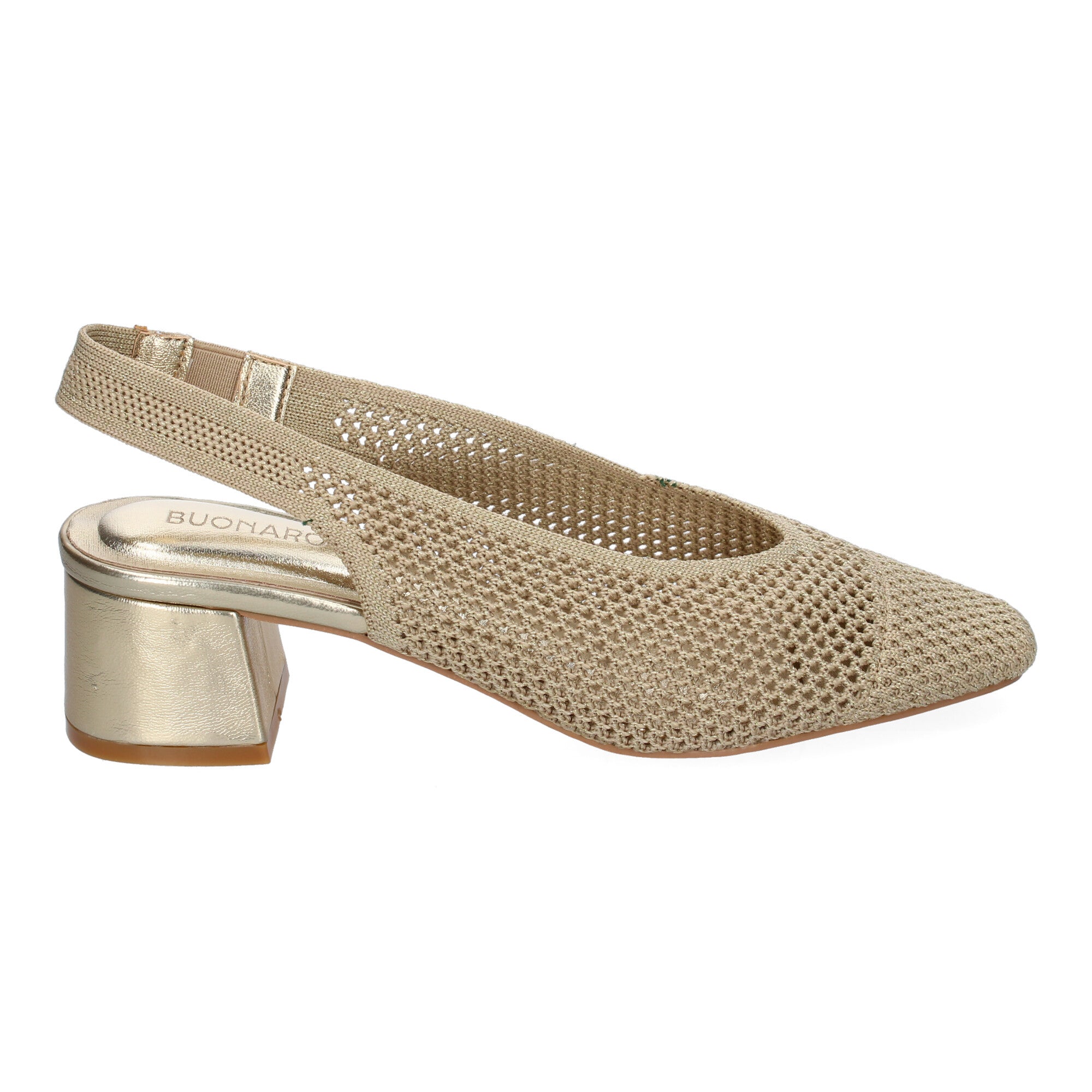 Zapato Dorado de Salón con Tacón Fino Para Mujer