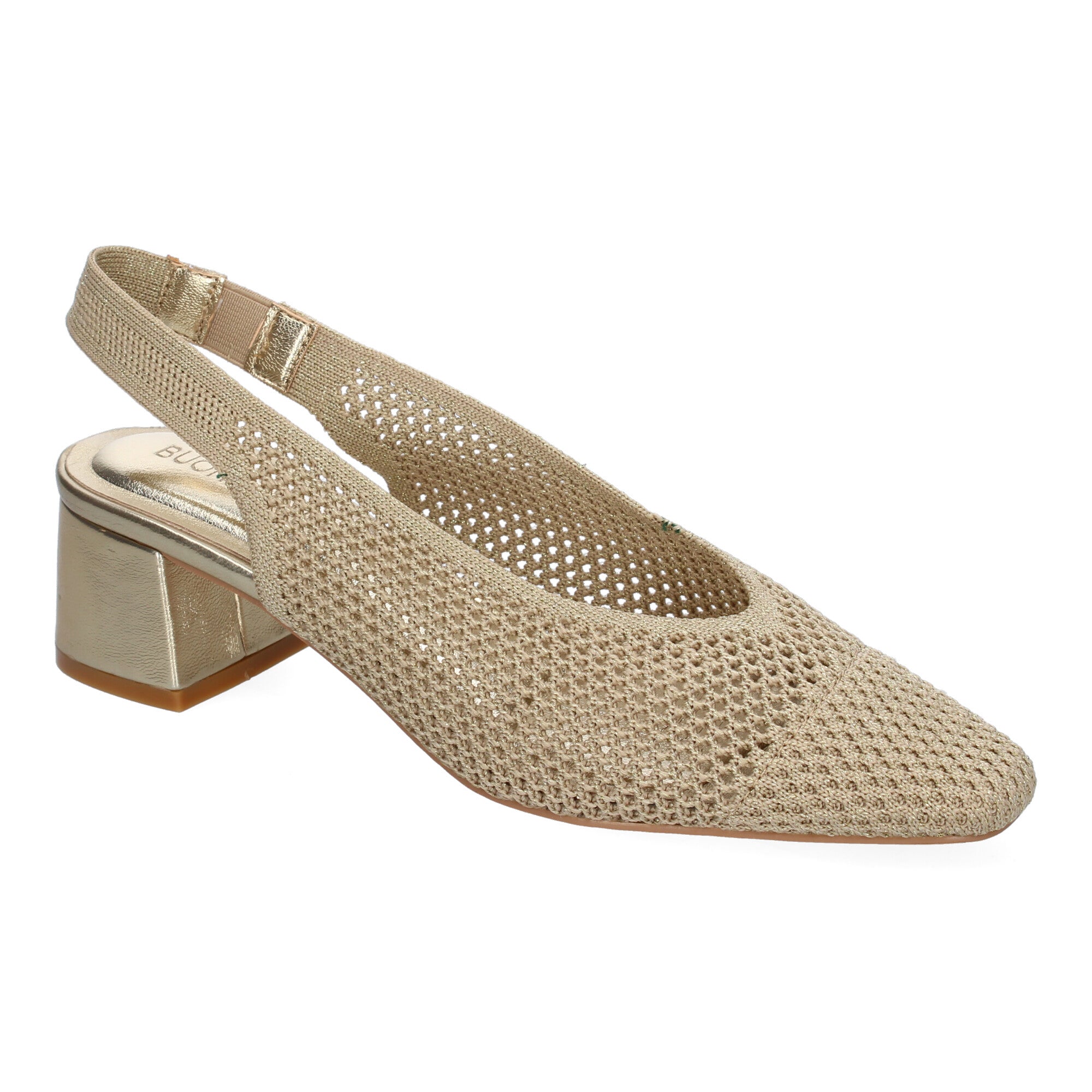 Zapato Dorado de Salón con Tacón Fino Para Mujer