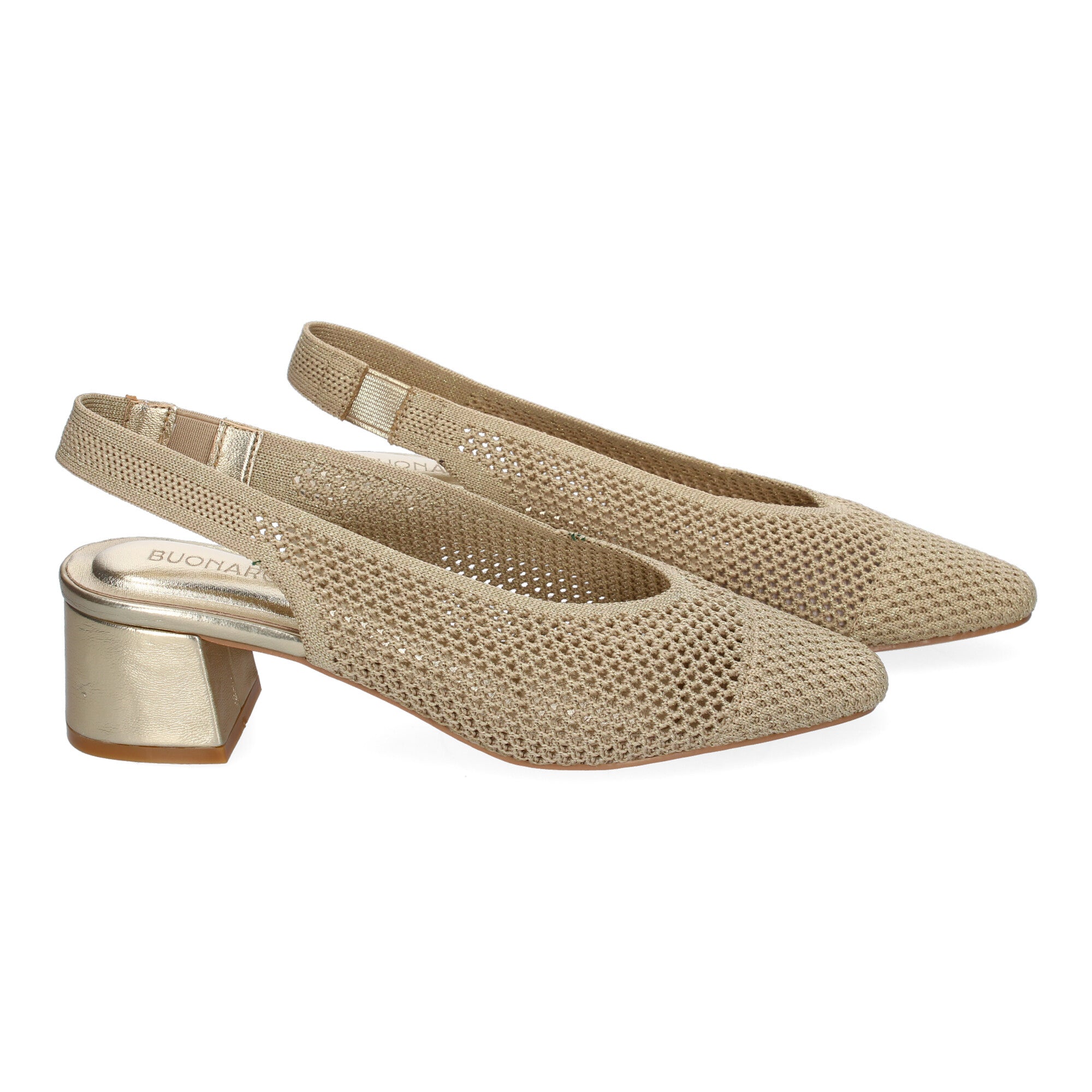 Zapato Dorado de Salón con Tacón Fino Para Mujer