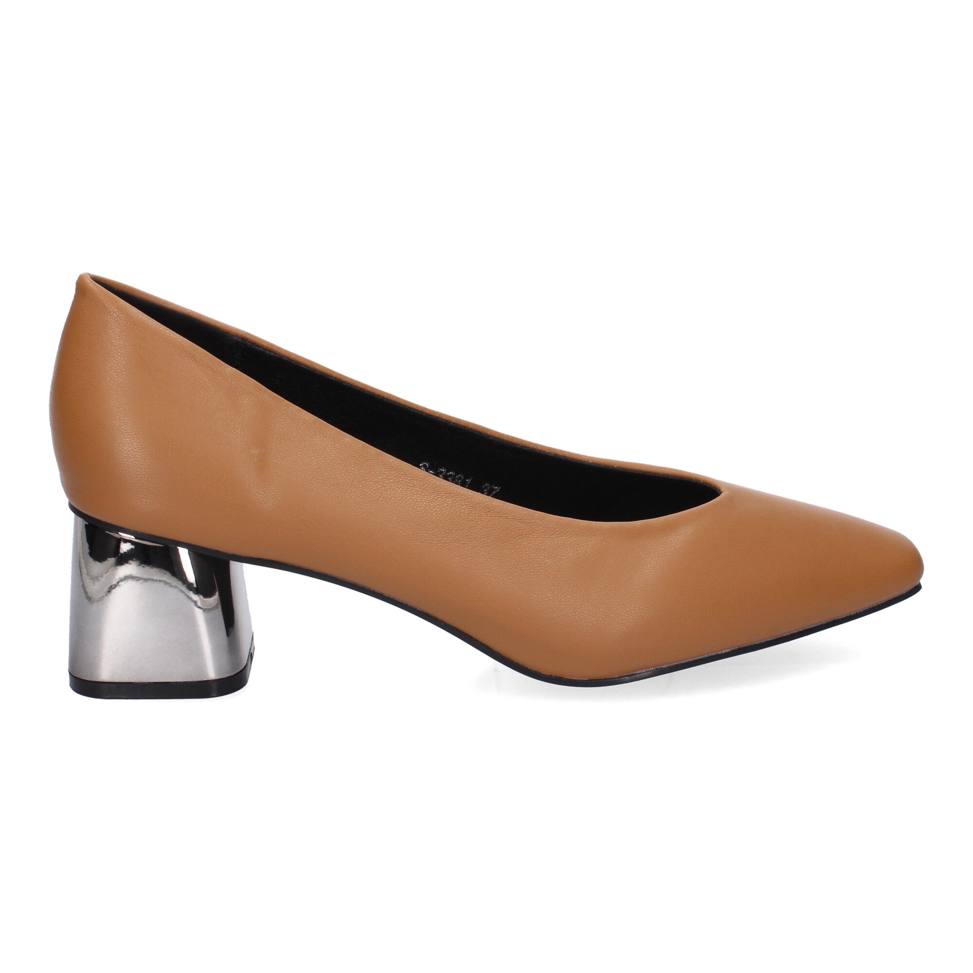 Zapato Camel  de Salón con Tacón Cuadrado Para Mujer