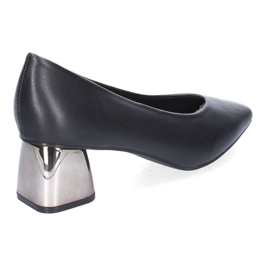 Zapato Negro de Salón con Tacón Cuadrado Para Mujer