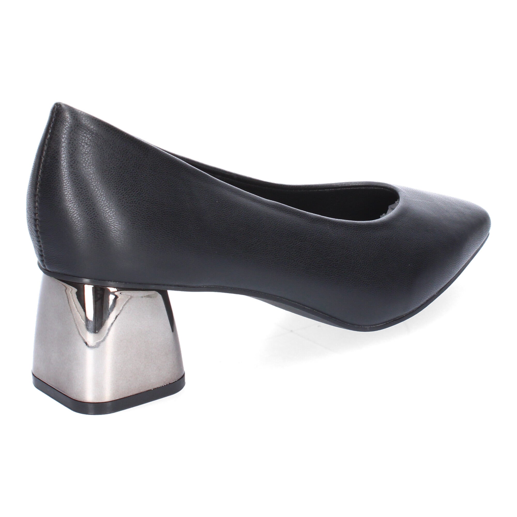Zapato Negro de Salón con Tacón Cuadrado Para Mujer