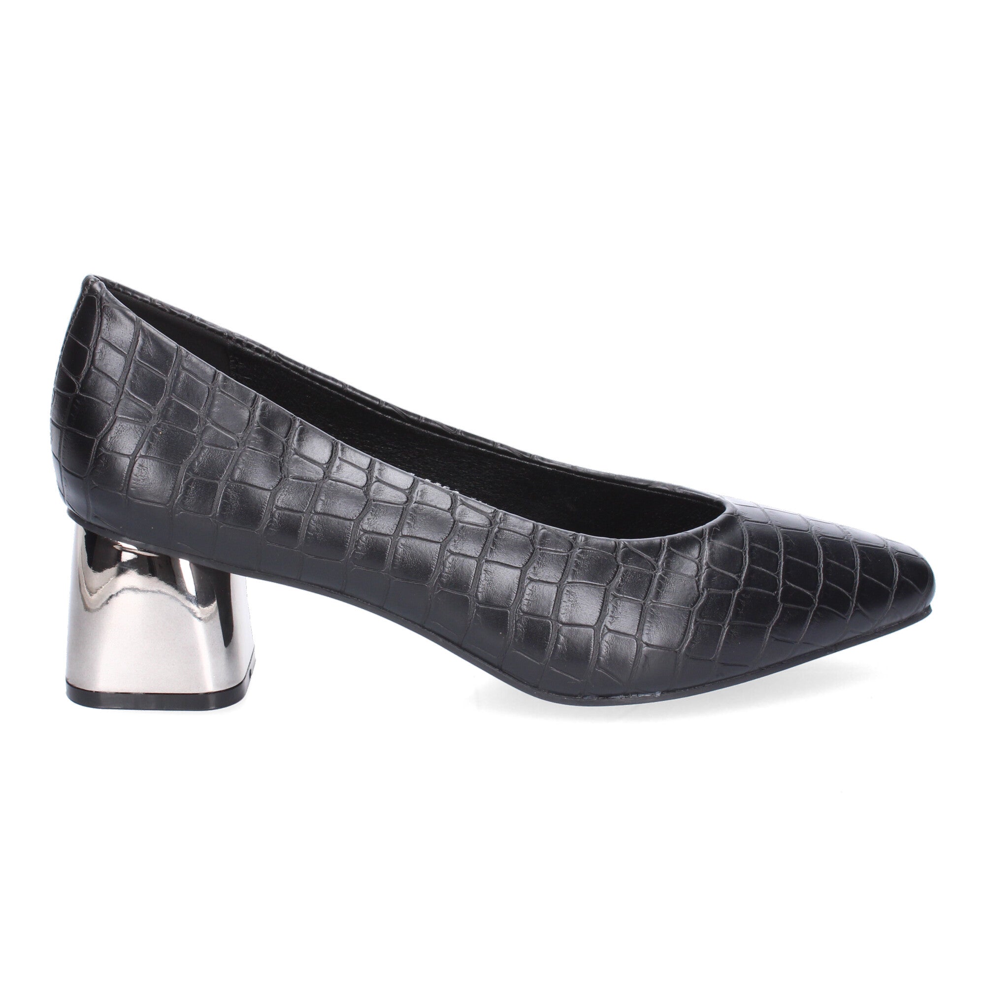 Zapato Negro de Salón con Tacón Cuadrado Para Mujer