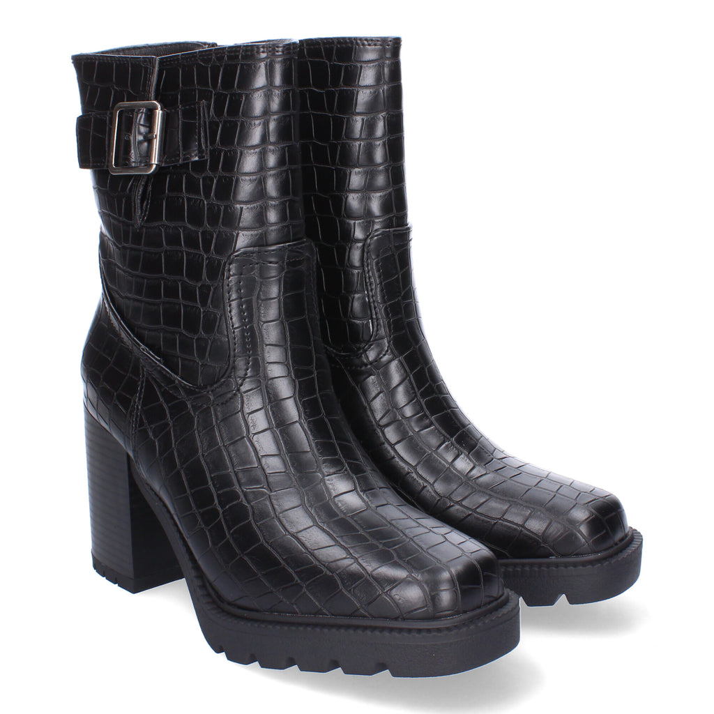 Botas de Tacón para Mujer Comodas con Animal Print y Hebilla