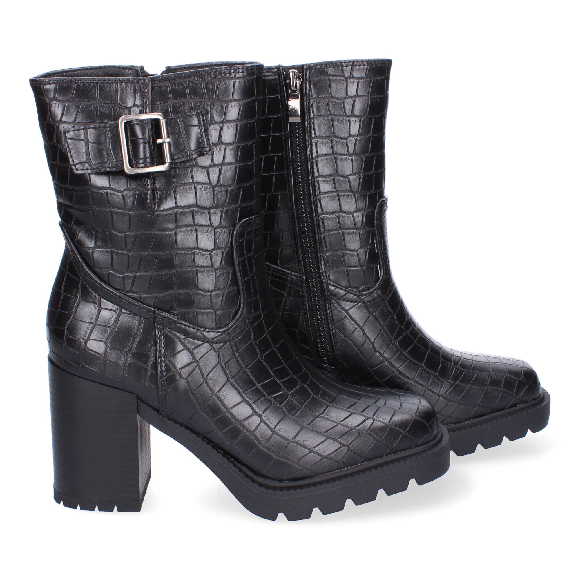 Botas de Tacón para Mujer Comodas con Animal Print y Hebilla