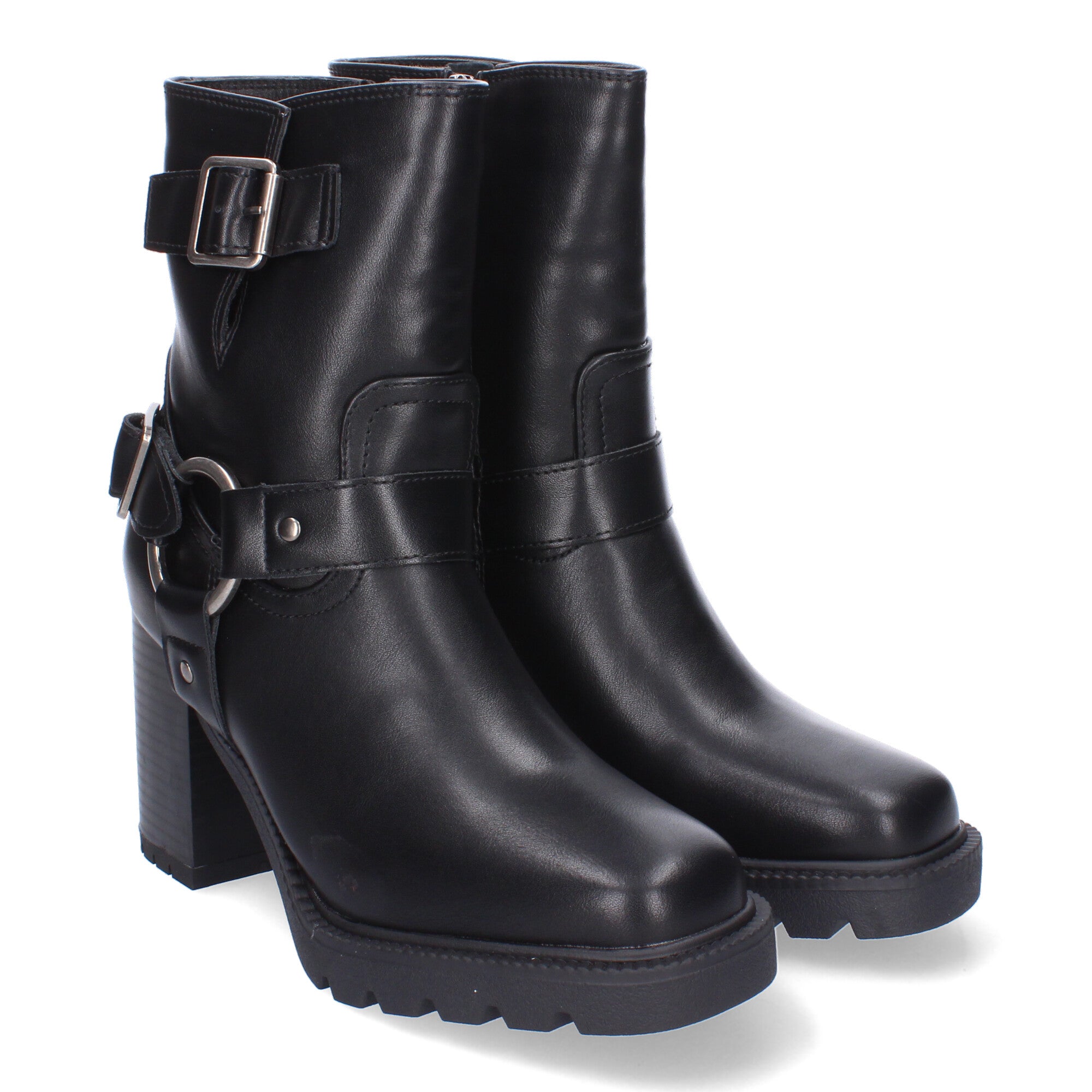 Botas de Tacón para Mujer Comodas con Punta Redonda  y Hebilla