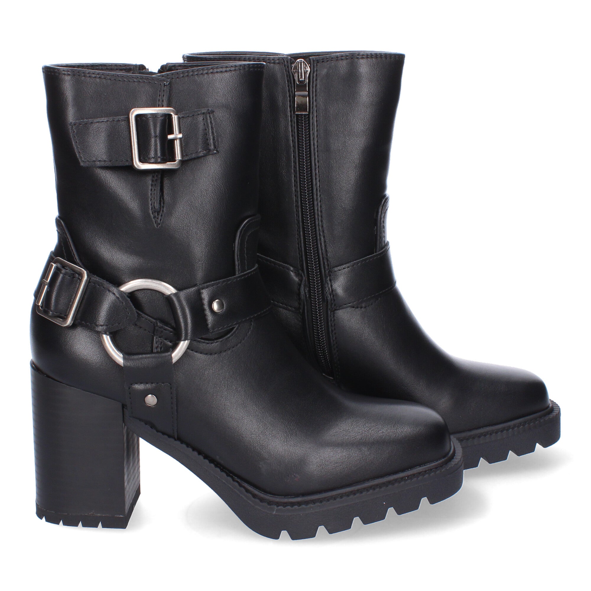 Botas de Tacón para Mujer Comodas con Punta Redonda  y Hebilla