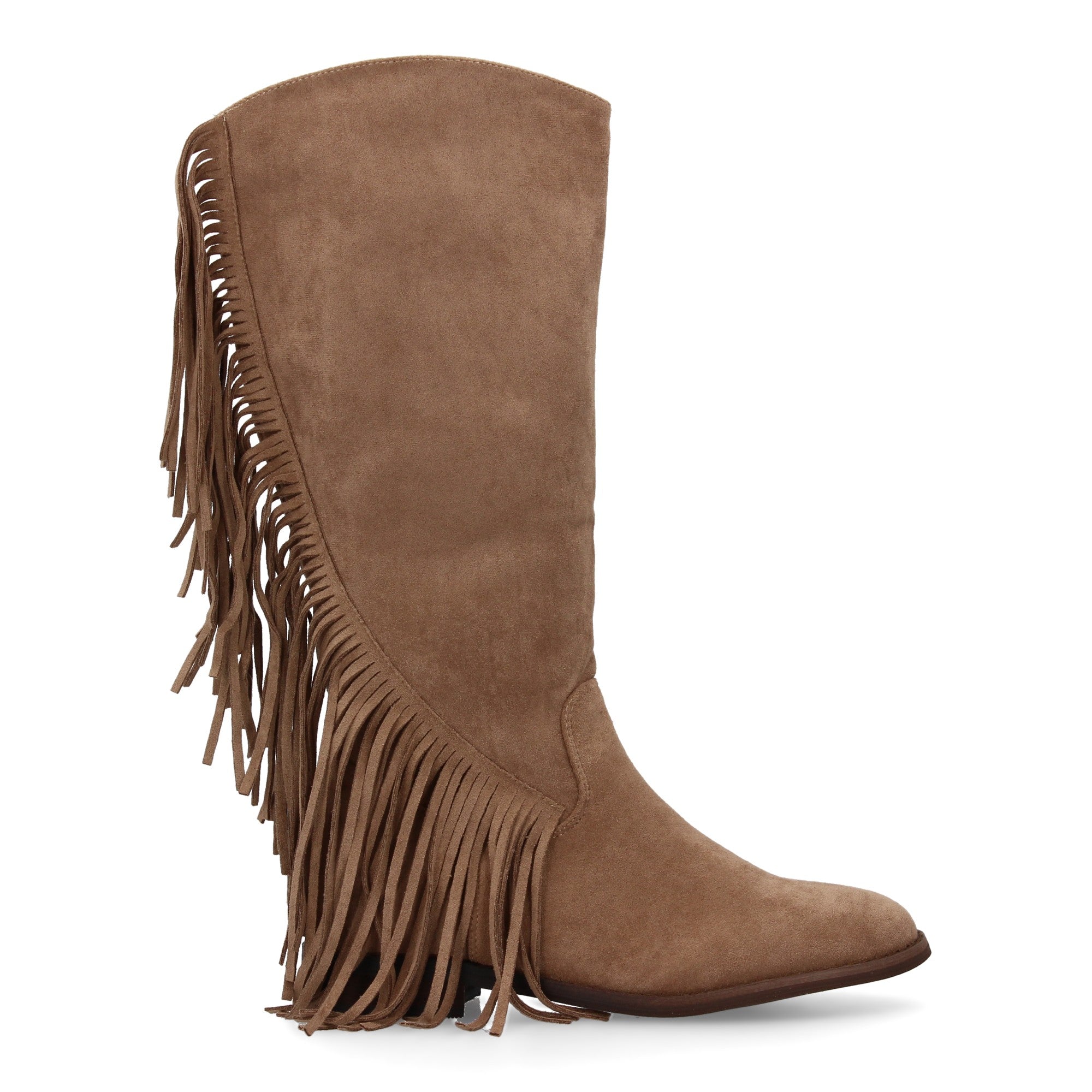 Bota plana con flecos beige