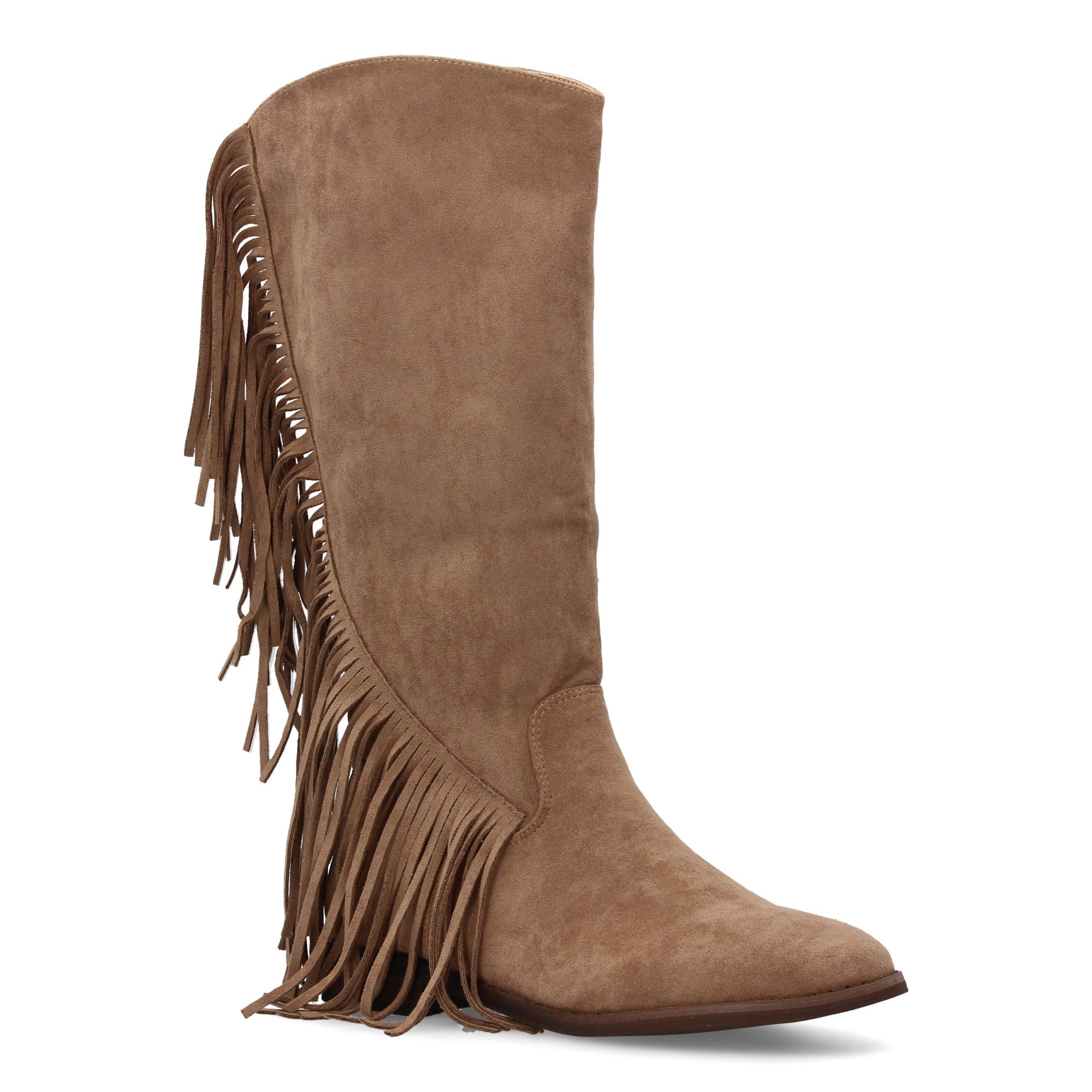 Bota plana con flecos beige