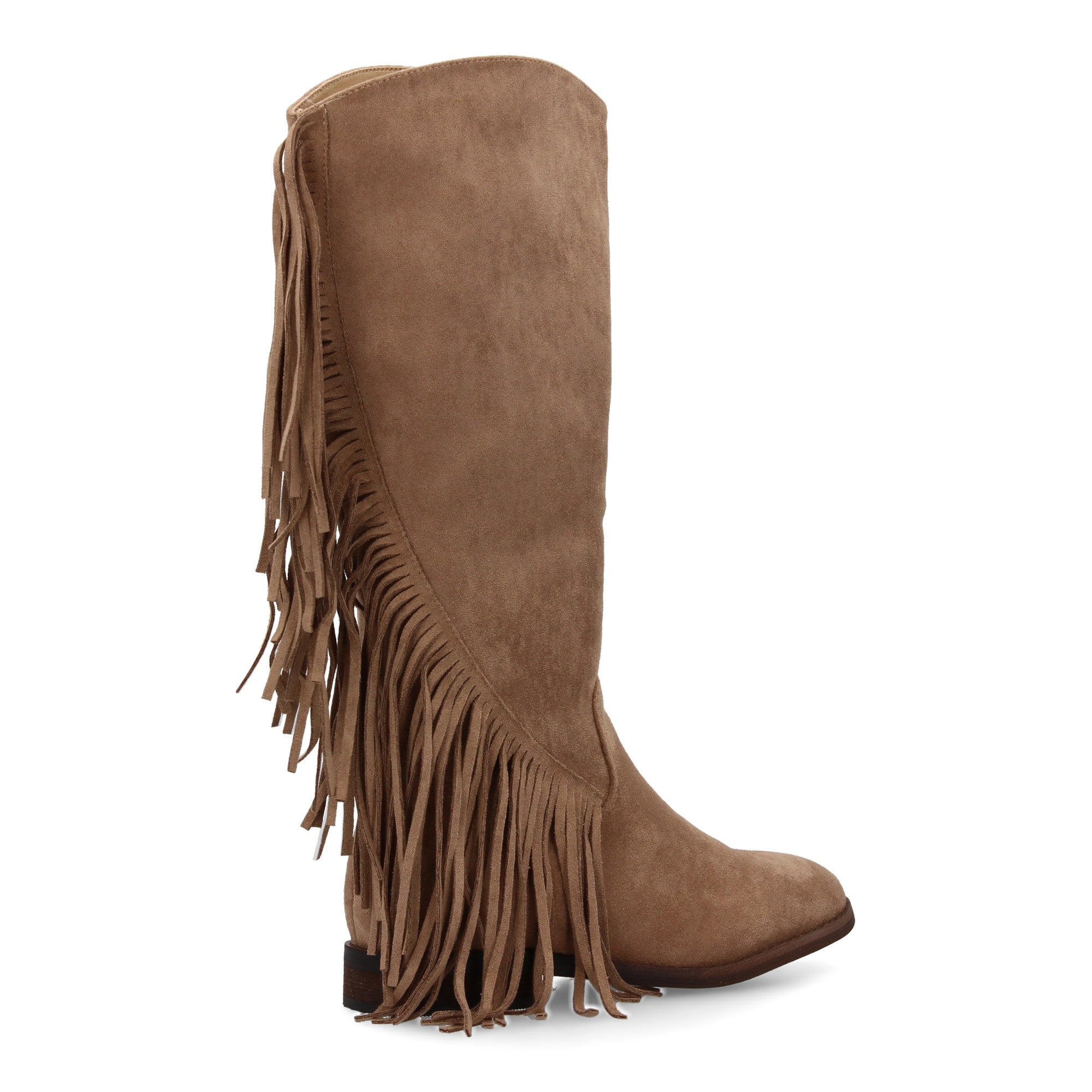 Bota plana con flecos beige