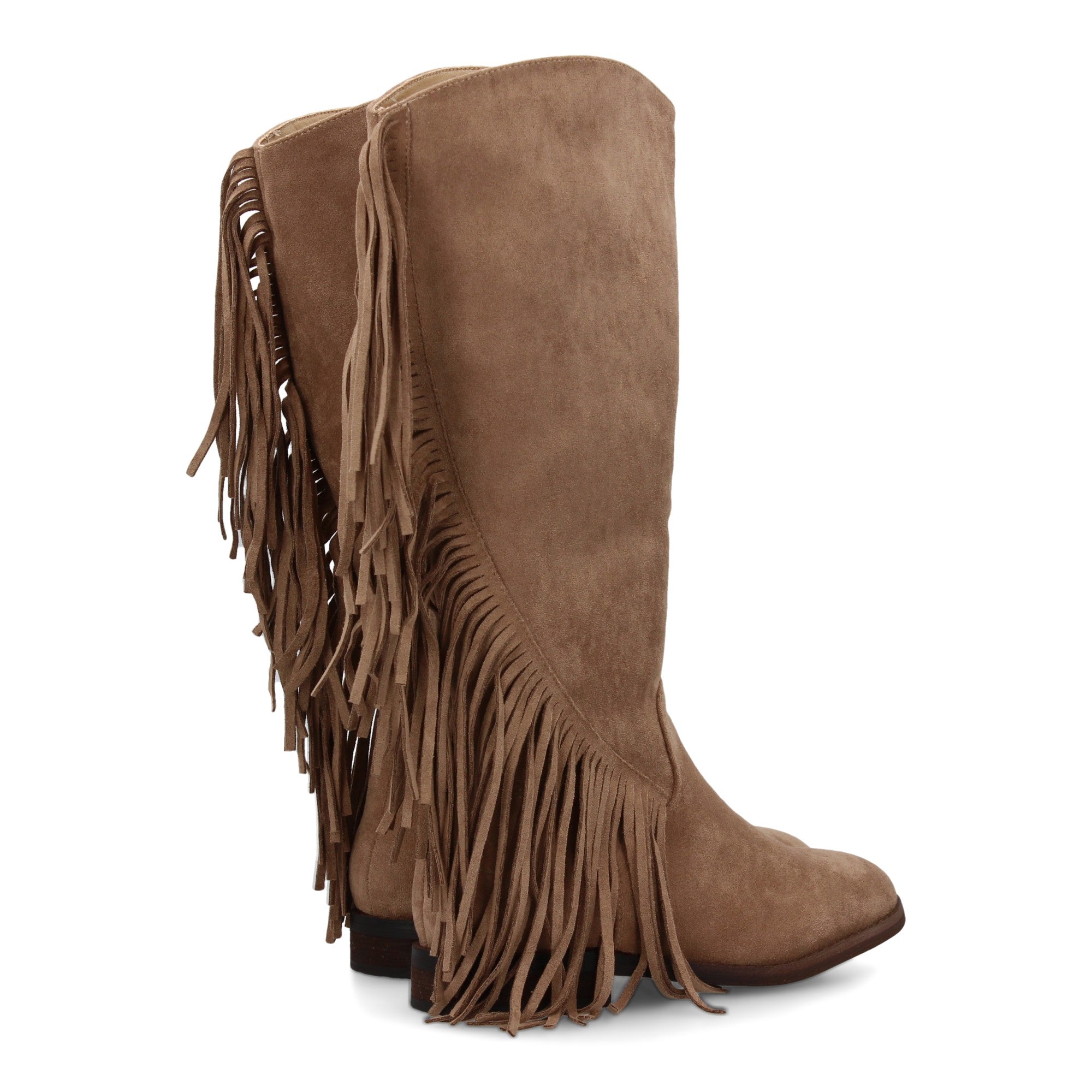 Bota plana con flecos beige