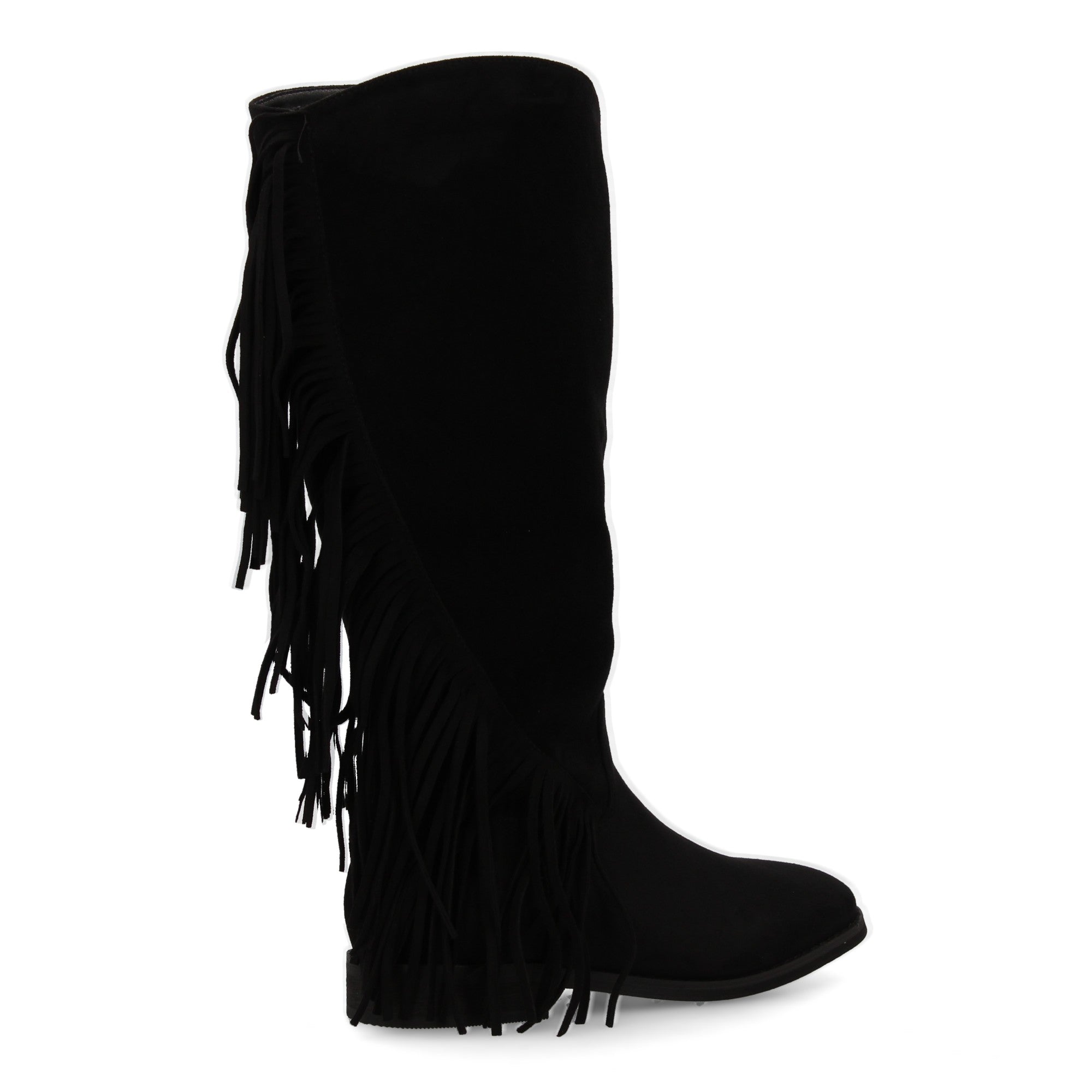 Bota plana con flecos negra