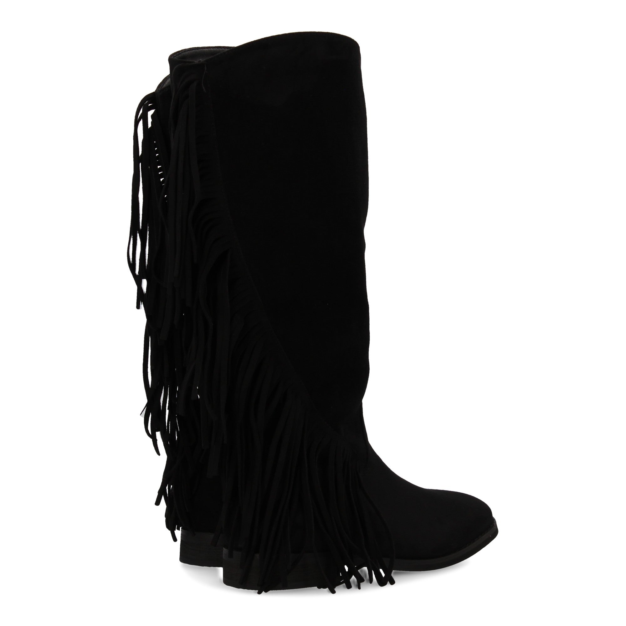 Bota plana con flecos negra