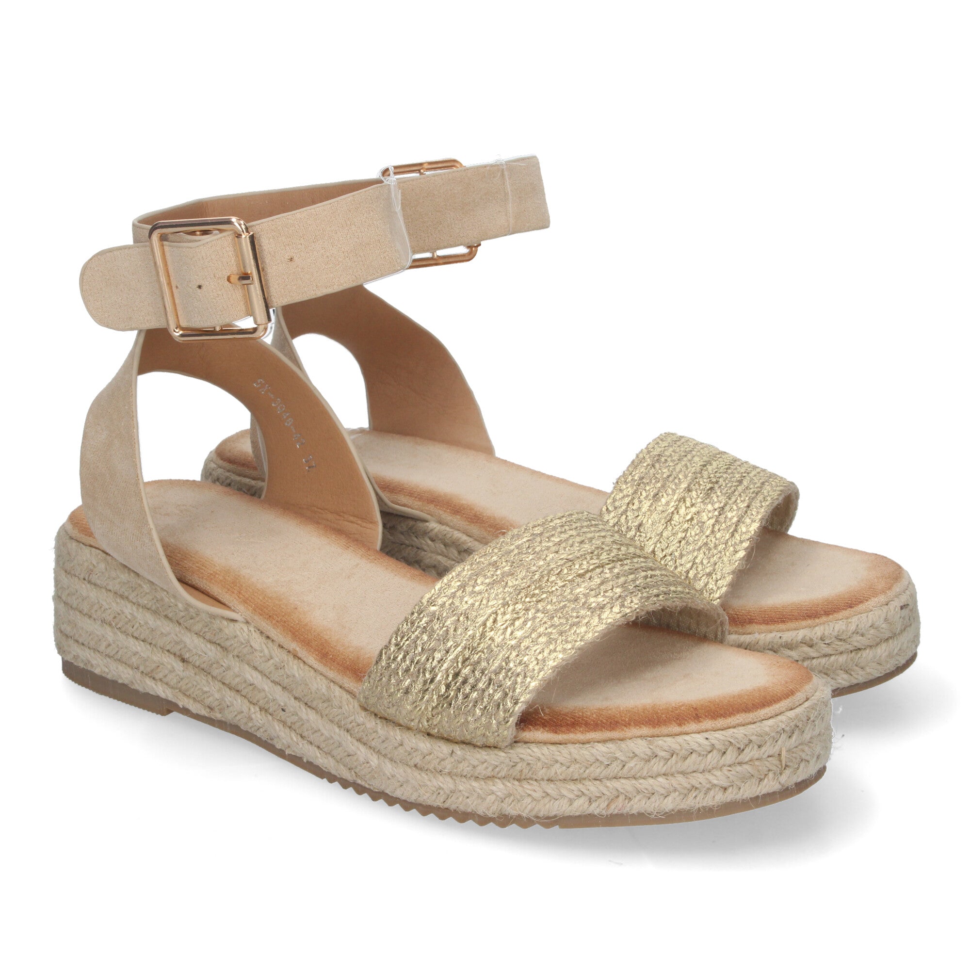 Sandalias de Yute para Mujer, Elegantes y Cómodas con Tiras Brillantes y Hebilla Ajustable al Tobillo