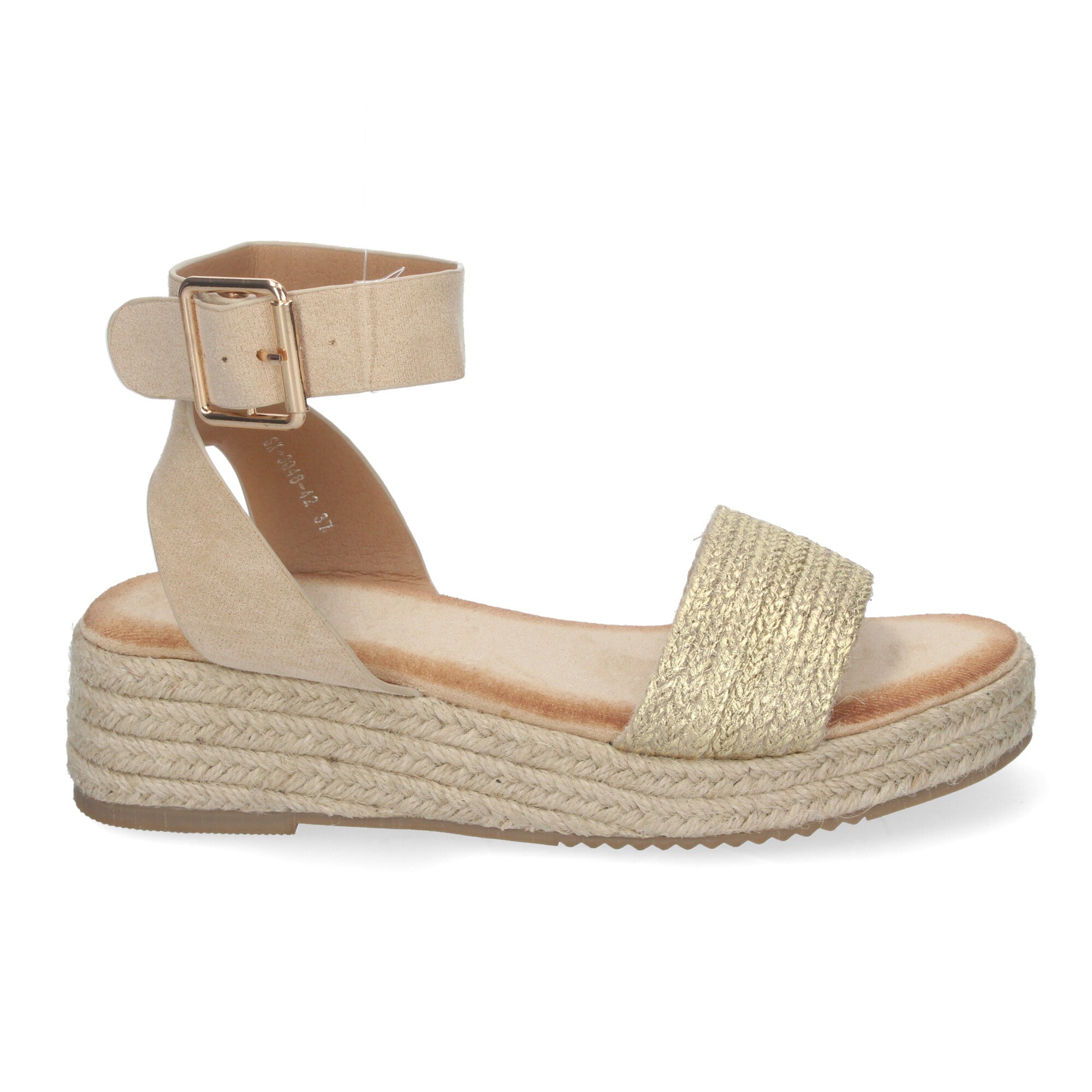 Sandalias de Yute para Mujer, Elegantes y Cómodas con Tiras Brillantes y Hebilla Ajustable al Tobillo