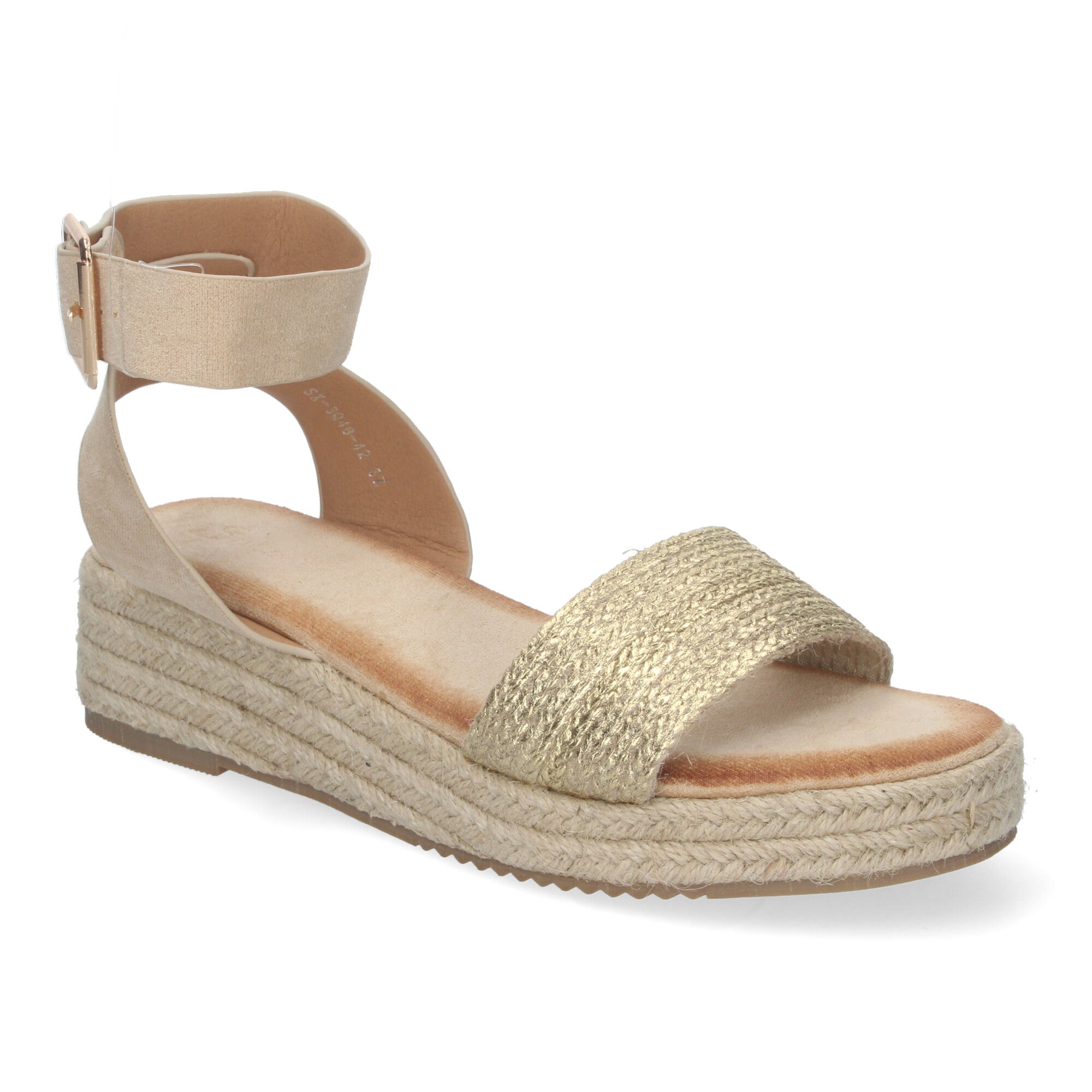 Sandalias de Yute para Mujer, Elegantes y Cómodas con Tiras Brillantes y Hebilla Ajustable al Tobillo