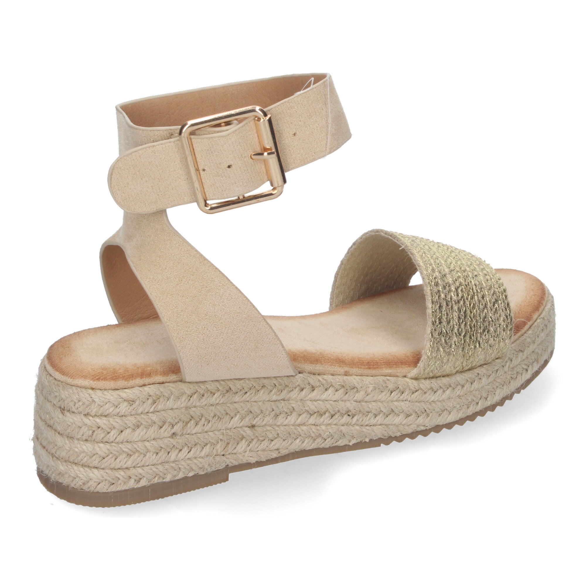 Sandalias de Yute para Mujer, Elegantes y Cómodas con Tiras Brillantes y Hebilla Ajustable al Tobillo