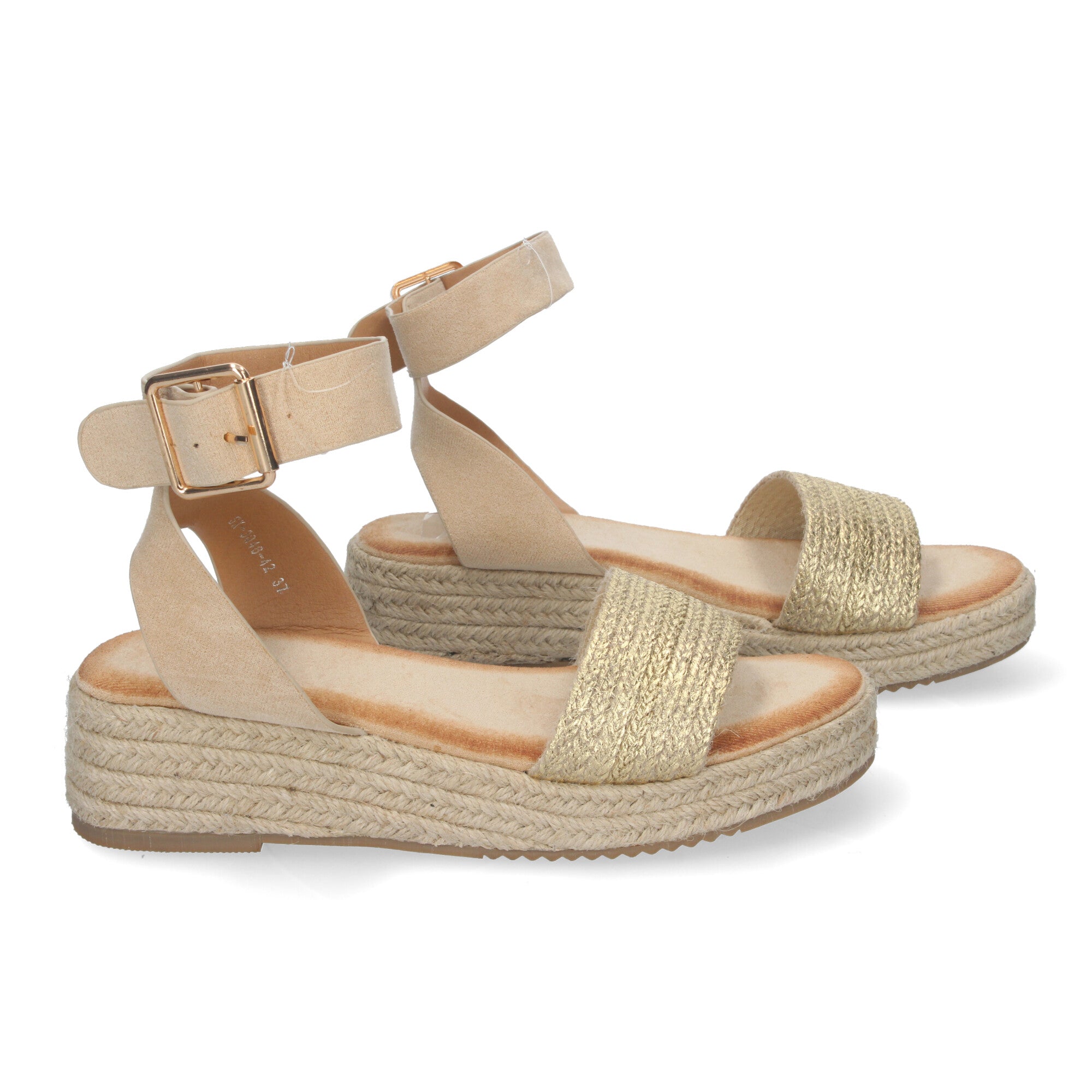Sandalias de Yute para Mujer, Elegantes y Cómodas con Tiras Brillantes y Hebilla Ajustable al Tobillo