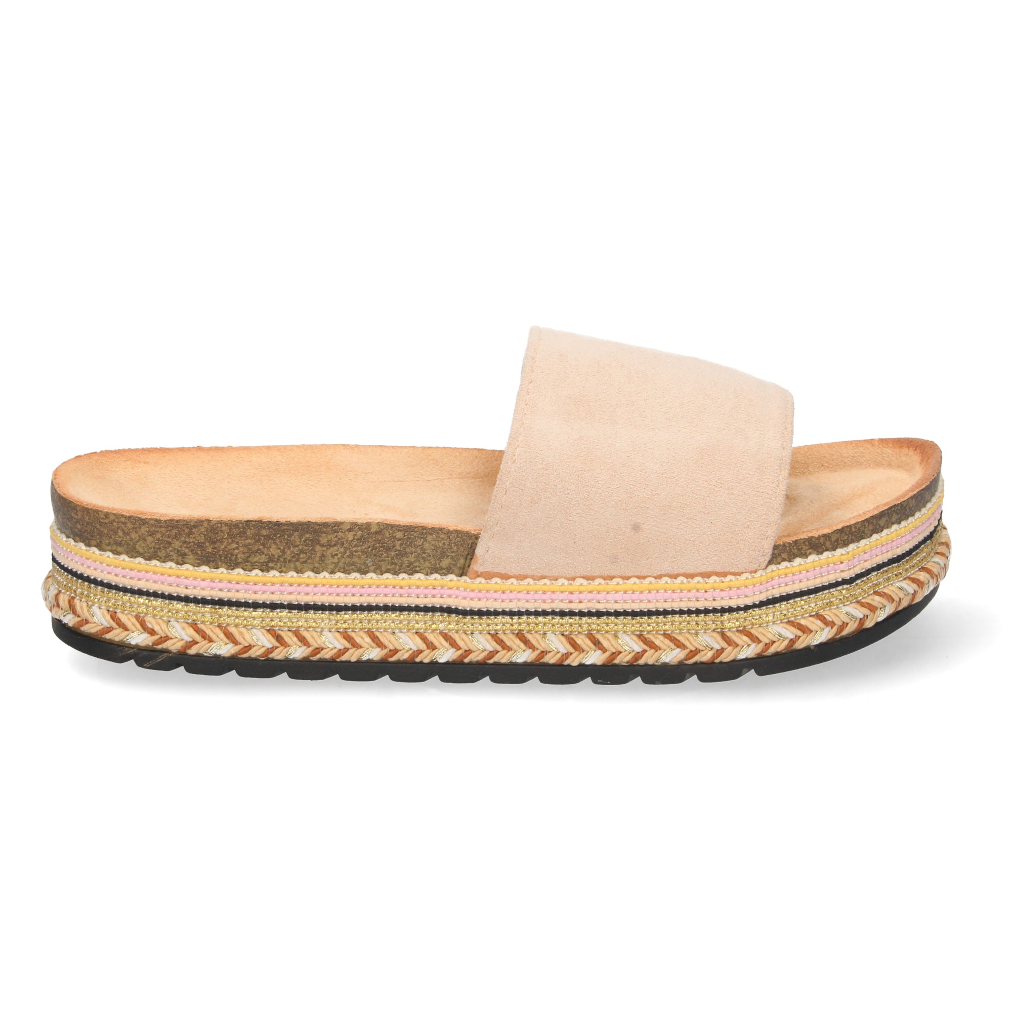 Sandalia para Mujer con Pala Simple, Piso de Bio y Yute, Decoración de Motivos Étnicos