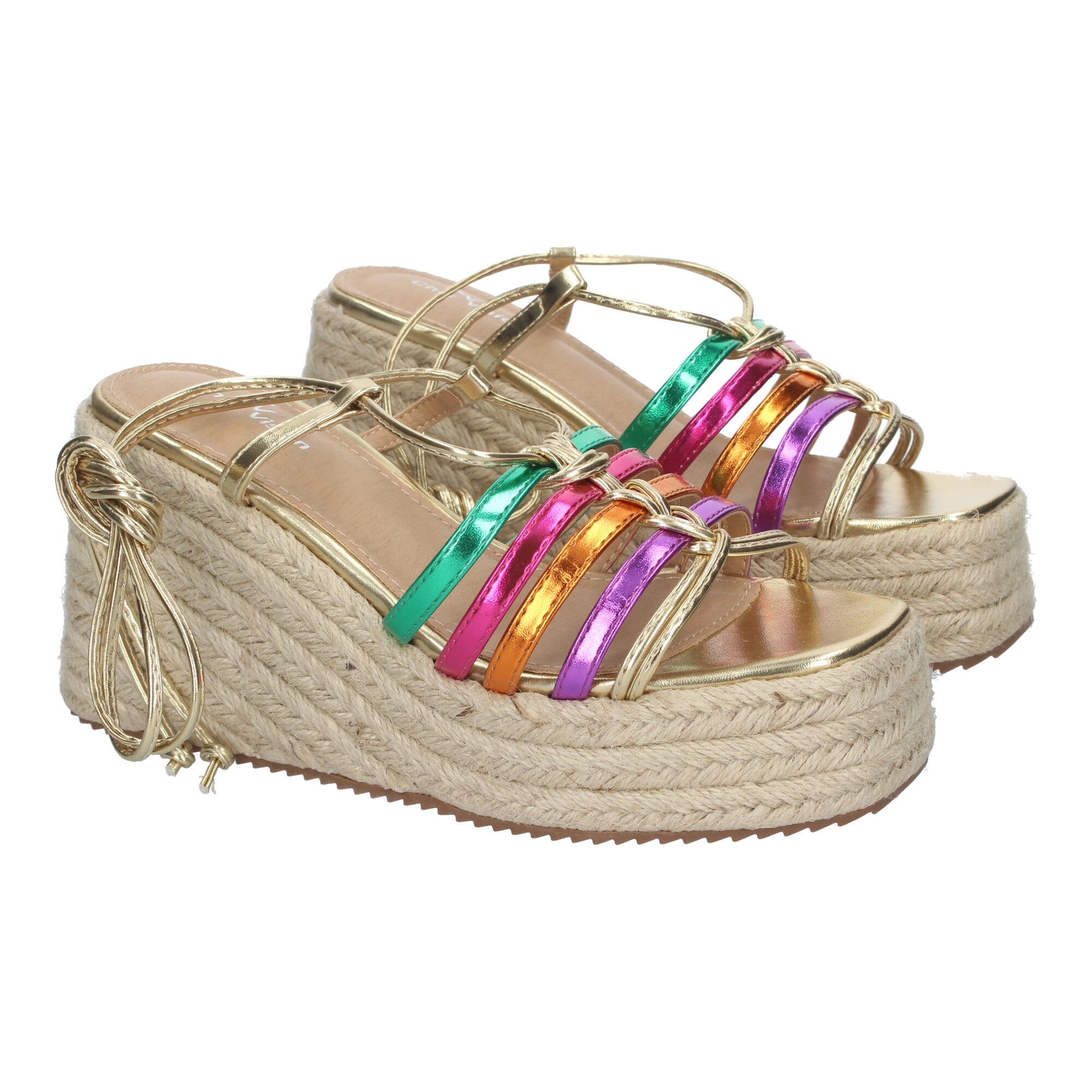 Sandalias con Cuña de Yute para Mujer, Cómodas y Elegantes con Tirantes en la Pala, Cordones y Puntera Abierta