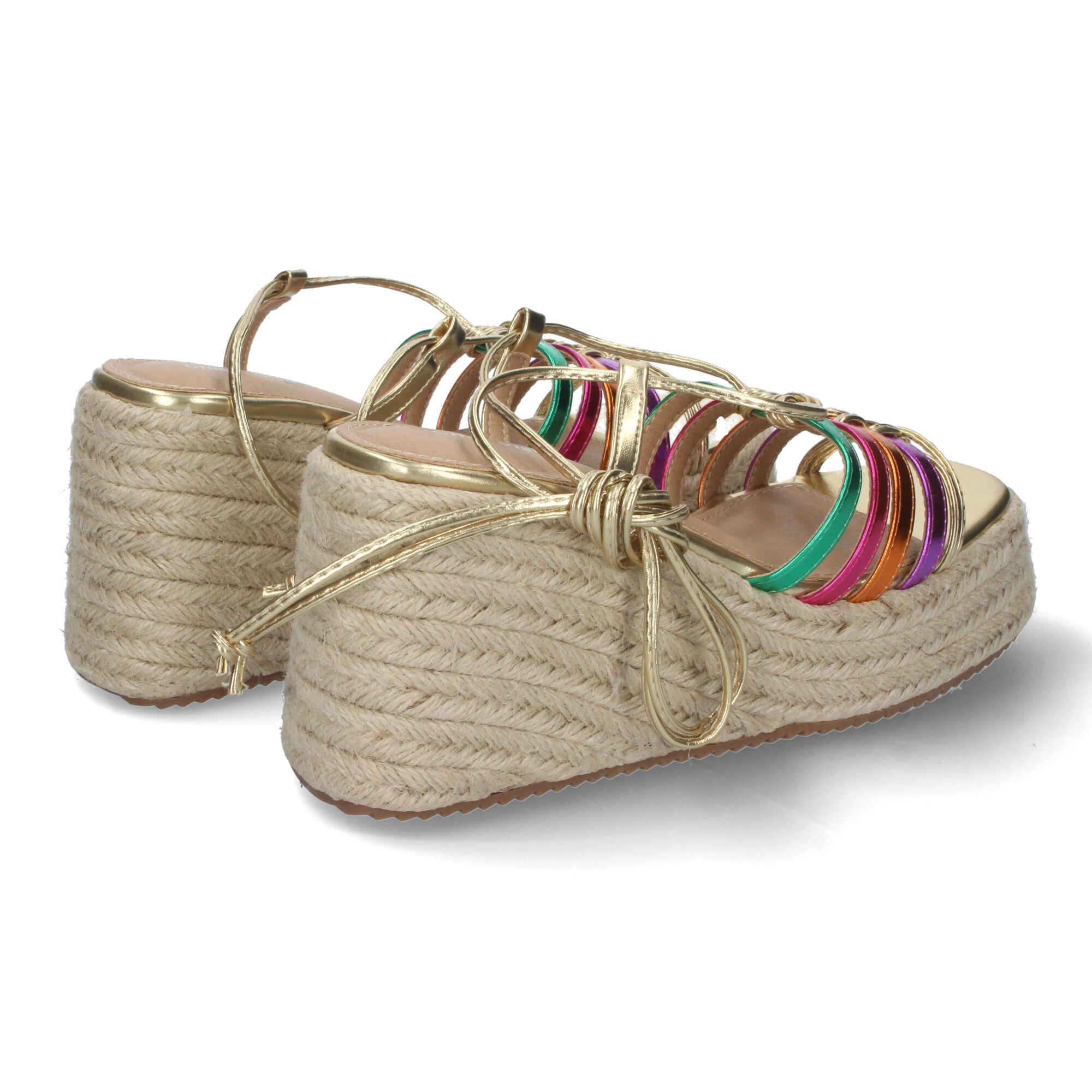 Sandalias con Cuña de Yute para Mujer, Cómodas y Elegantes con Tirantes en la Pala, Cordones y Puntera Abierta