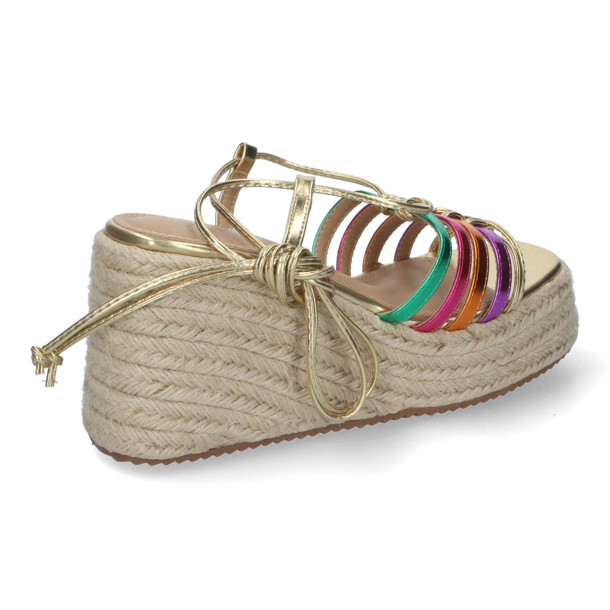 Sandalias con Cuña de Yute para Mujer, Cómodas y Elegantes con Tirantes en la Pala, Cordones y Puntera Abierta