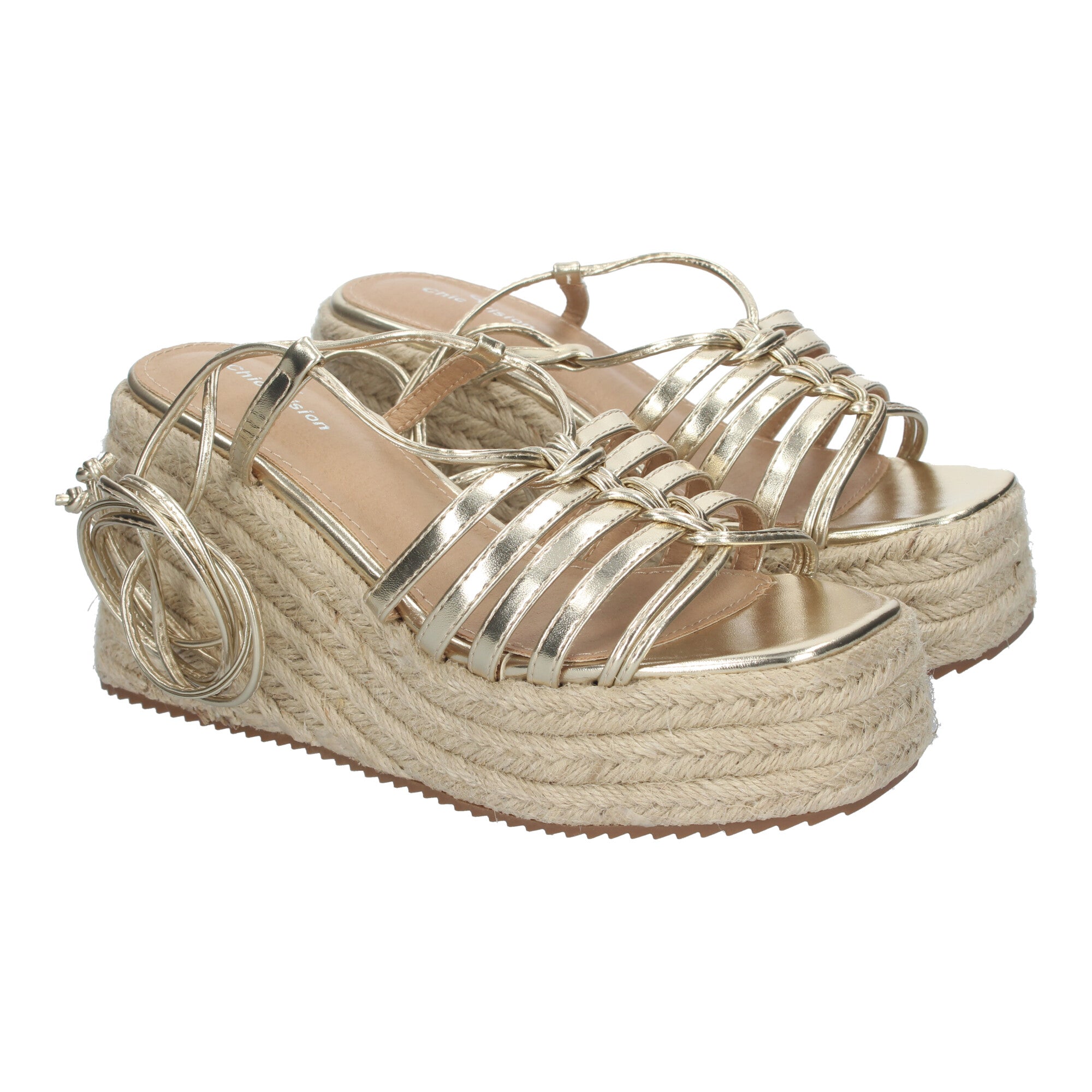 Sandalias con Cuña de Yute para Mujer, Cómodas y Elegantes con Tirantes en la Pala, Cierre de Cordones y Puntera Abierta