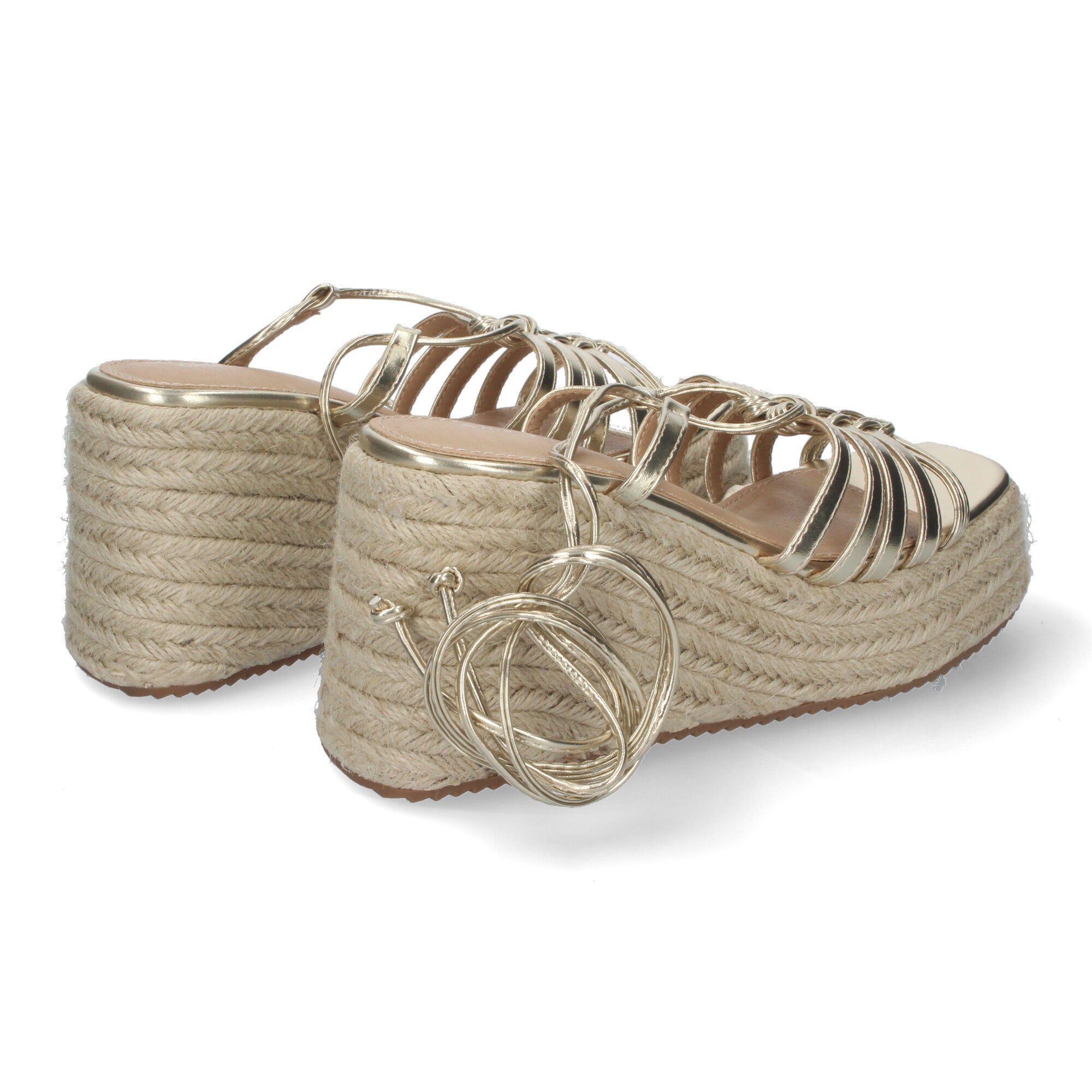 Sandalias con Cuña de Yute para Mujer, Cómodas y Elegantes con Tirantes en la Pala, Cierre de Cordones y Puntera Abierta