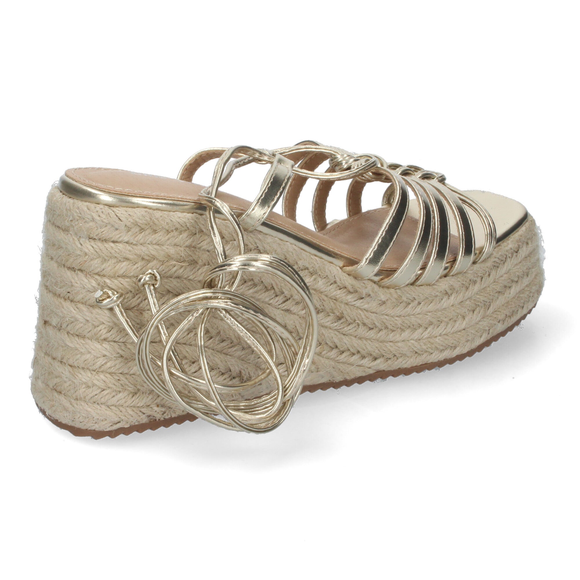 Sandalias con Cuña de Yute para Mujer, Cómodas y Elegantes con Tirantes en la Pala, Cierre de Cordones y Puntera Abierta