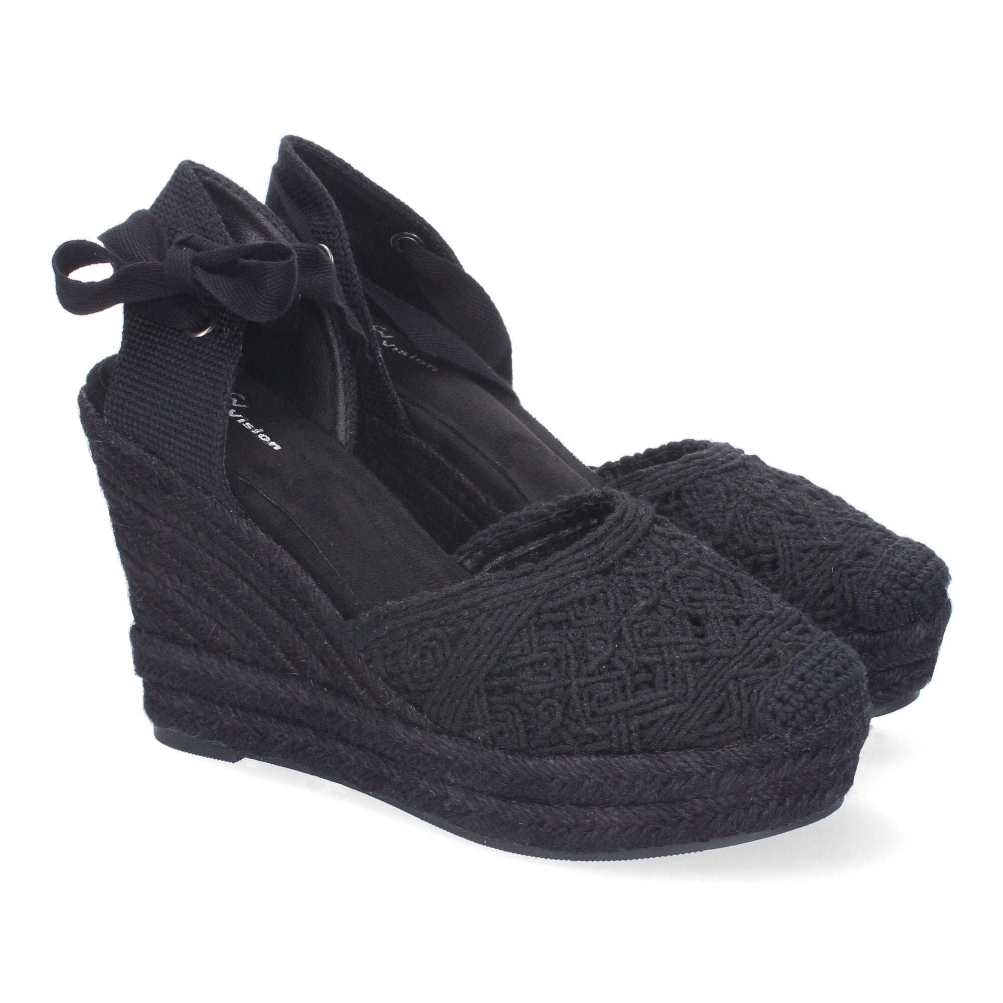 Sandalia de Cuña de Yute para Mujer, Cómoda y Elegante con Pala Cerrada Bordada y Cierre de Cintas Ajustable