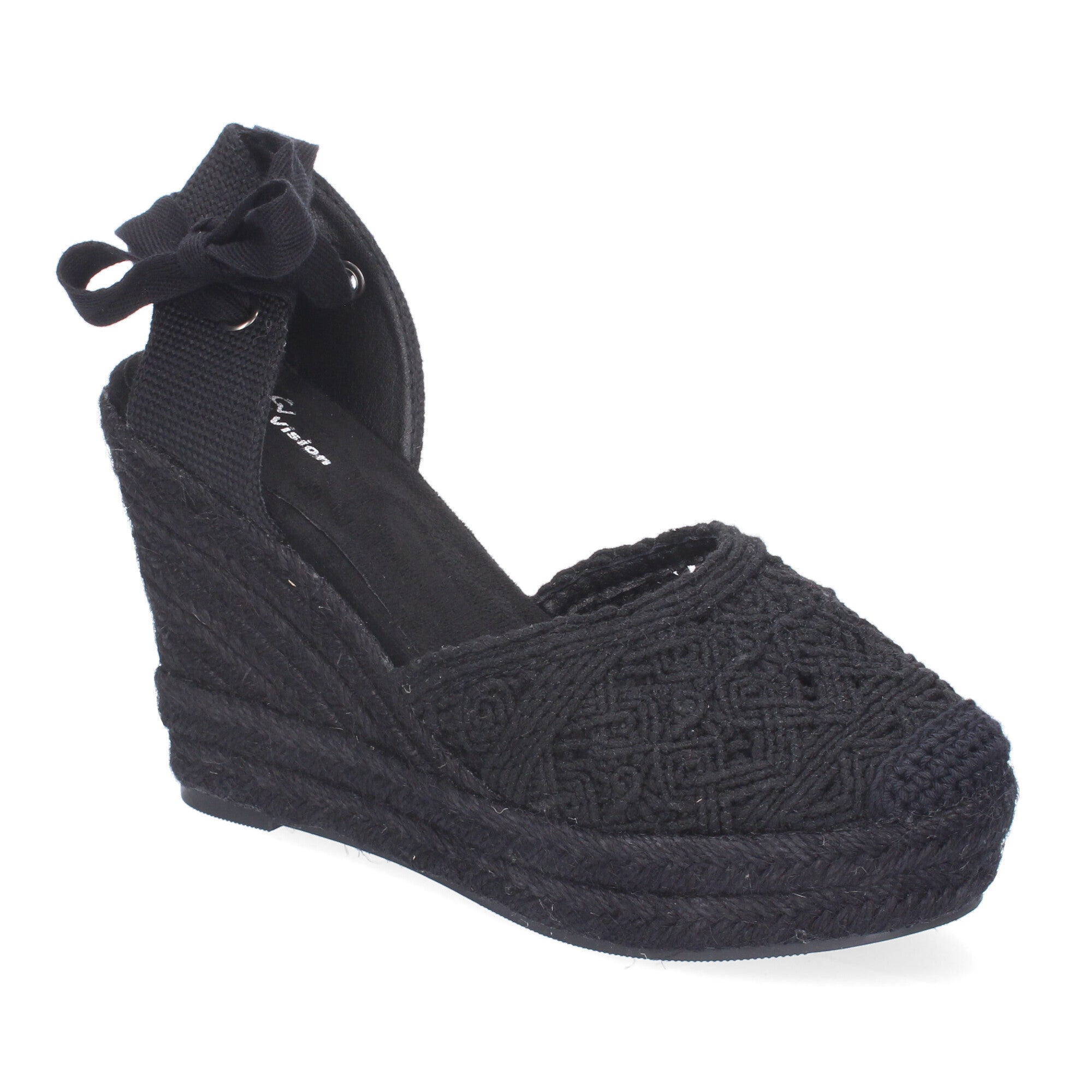 Sandalia de Cuña de Yute para Mujer, Cómoda y Elegante con Pala Cerrada Bordada y Cierre de Cintas Ajustable