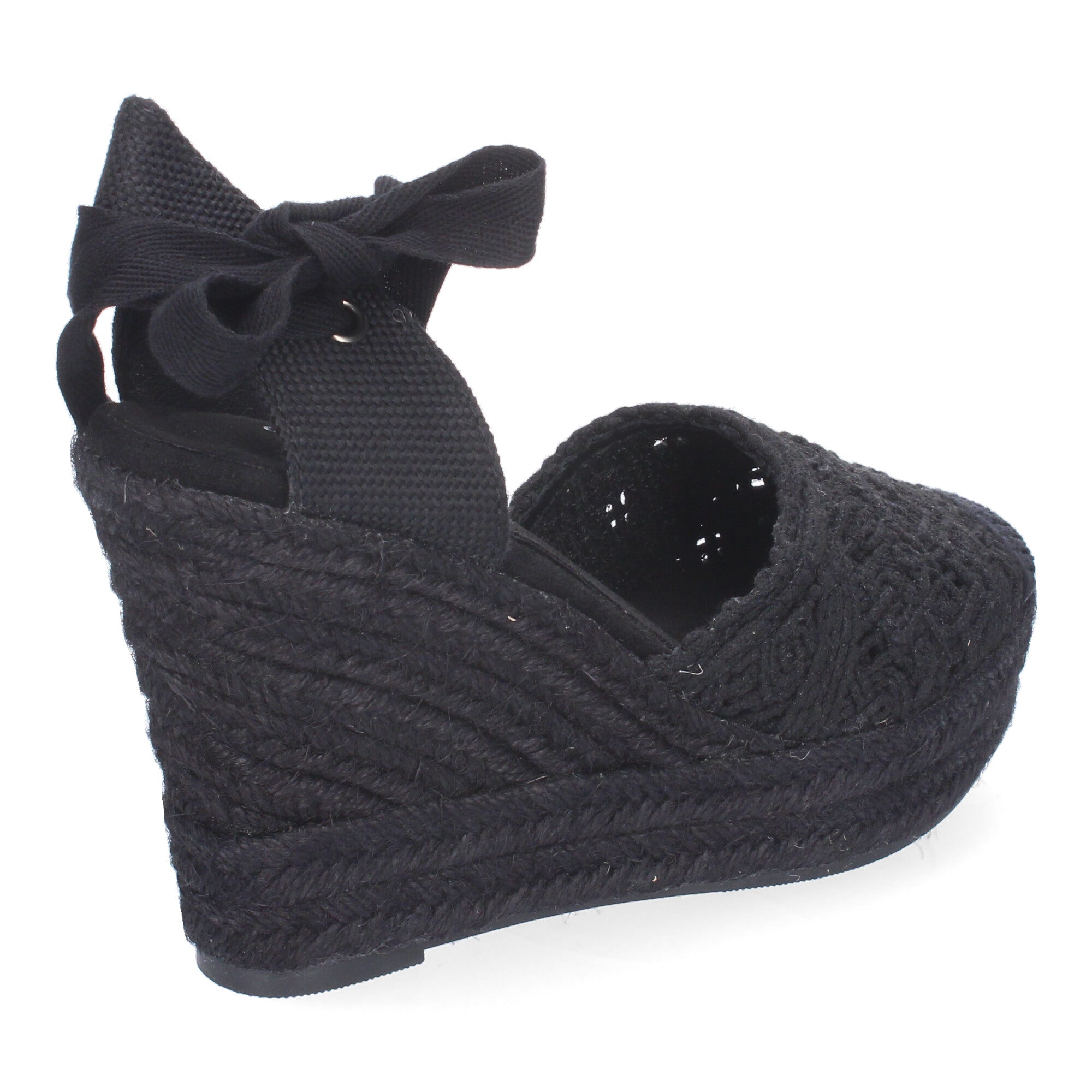 Sandalia de Cuña de Yute para Mujer, Cómoda y Elegante con Pala Cerrada Bordada y Cierre de Cintas Ajustable