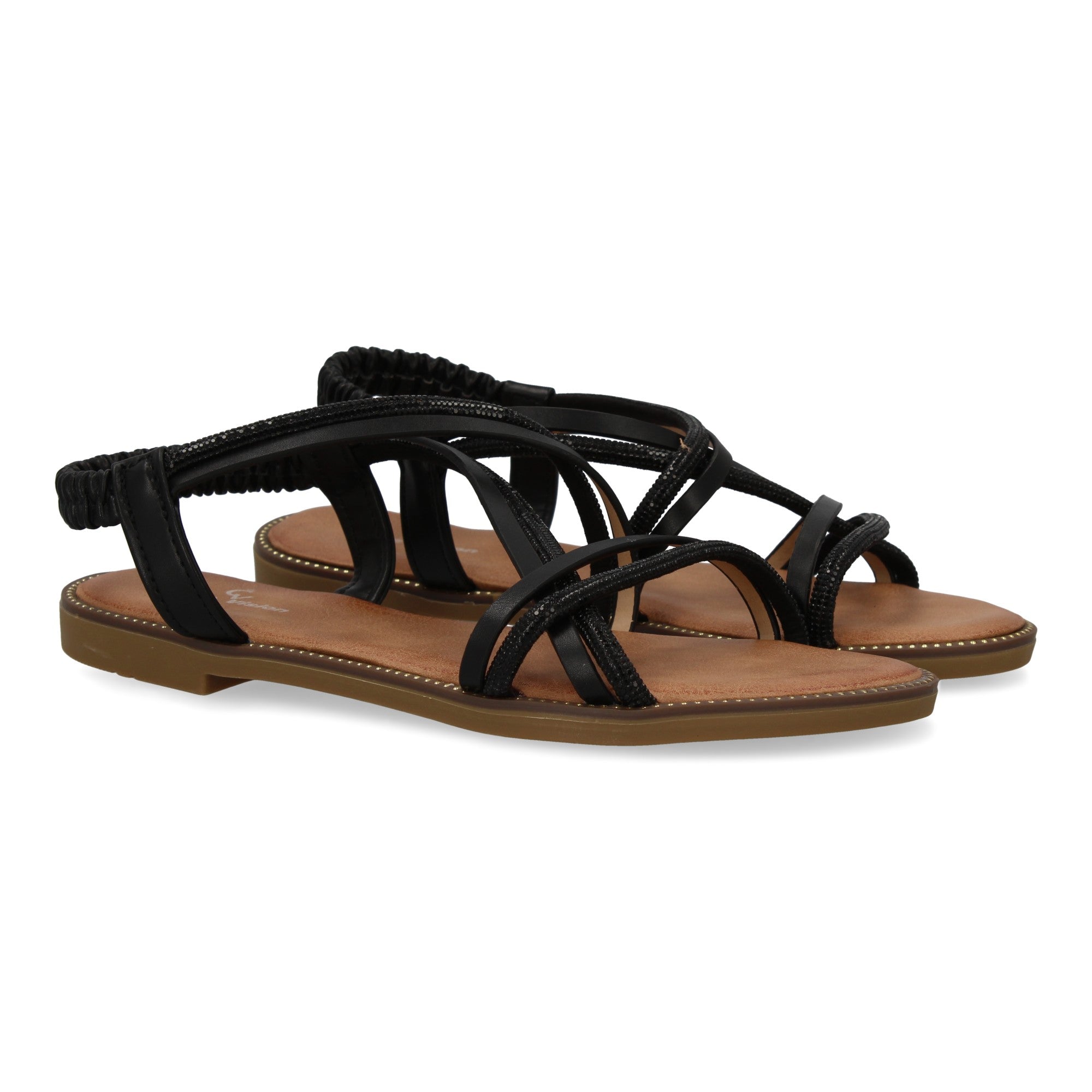 Sandalias Planas para Mujer, Cómodas y Elegantes con Diseño Trenzado y Detalles Brillantes