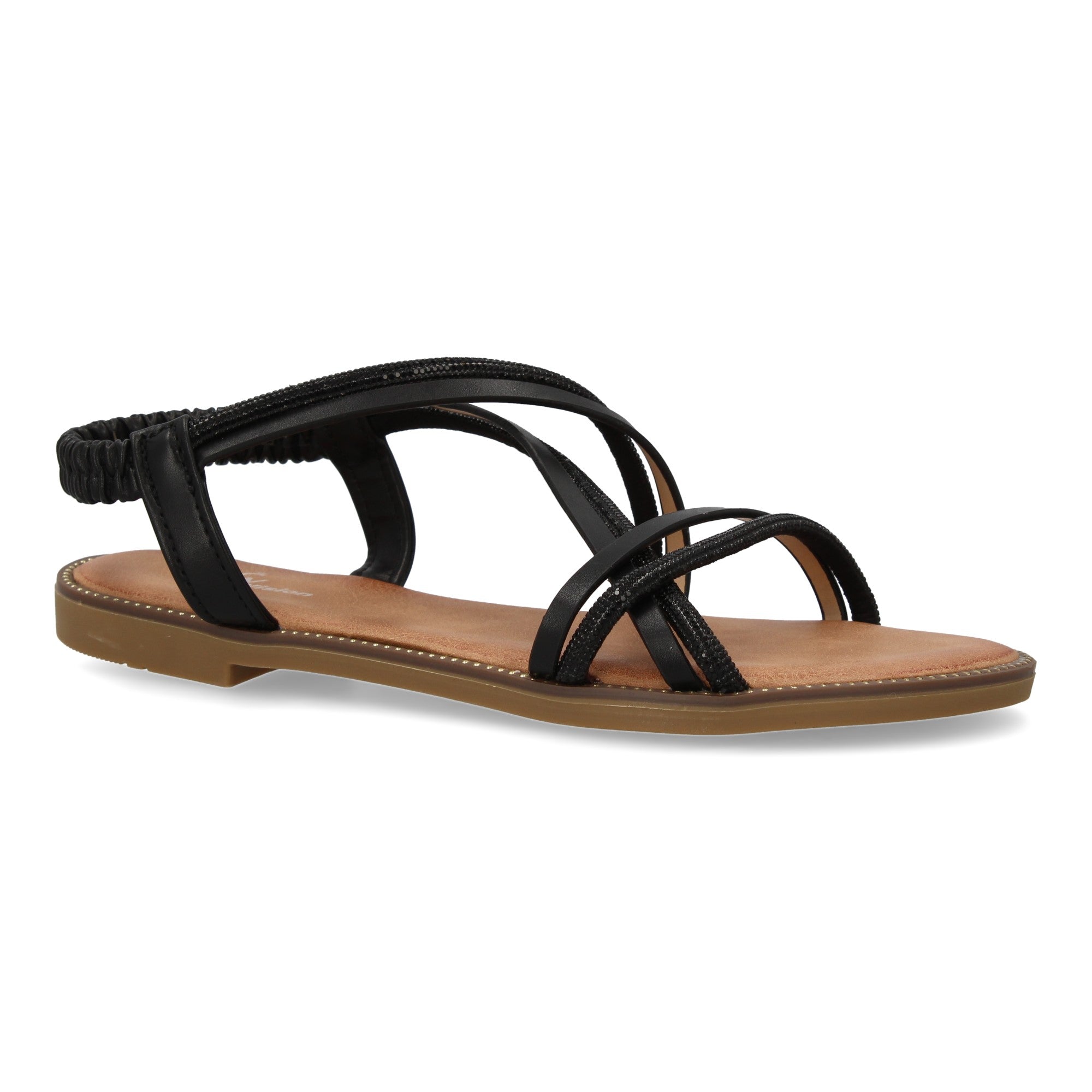 Sandalias Planas para Mujer, Cómodas y Elegantes con Diseño Trenzado y Detalles Brillantes
